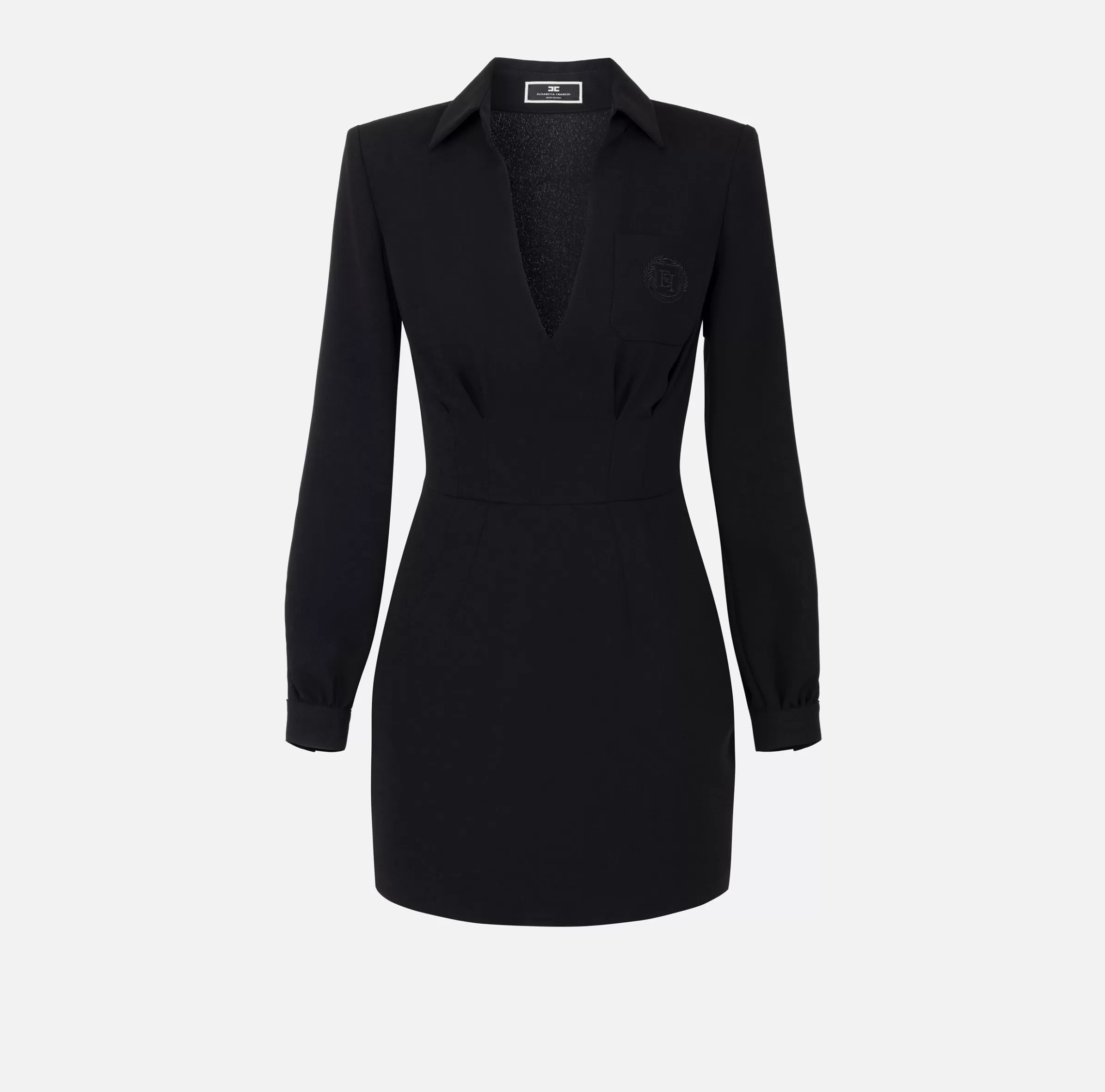 Elisabetta Franchi Mini Abiti | Abiti^Miniabito in crêpe con camicia e ricamo stemma Nero