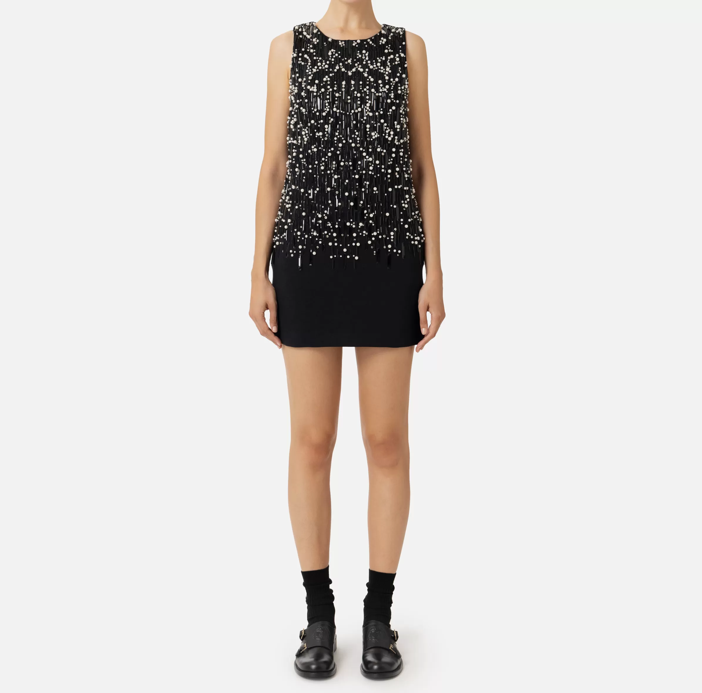 Elisabetta Franchi Mini Abiti | Abiti^Miniabito in crêpe ricamato Nero