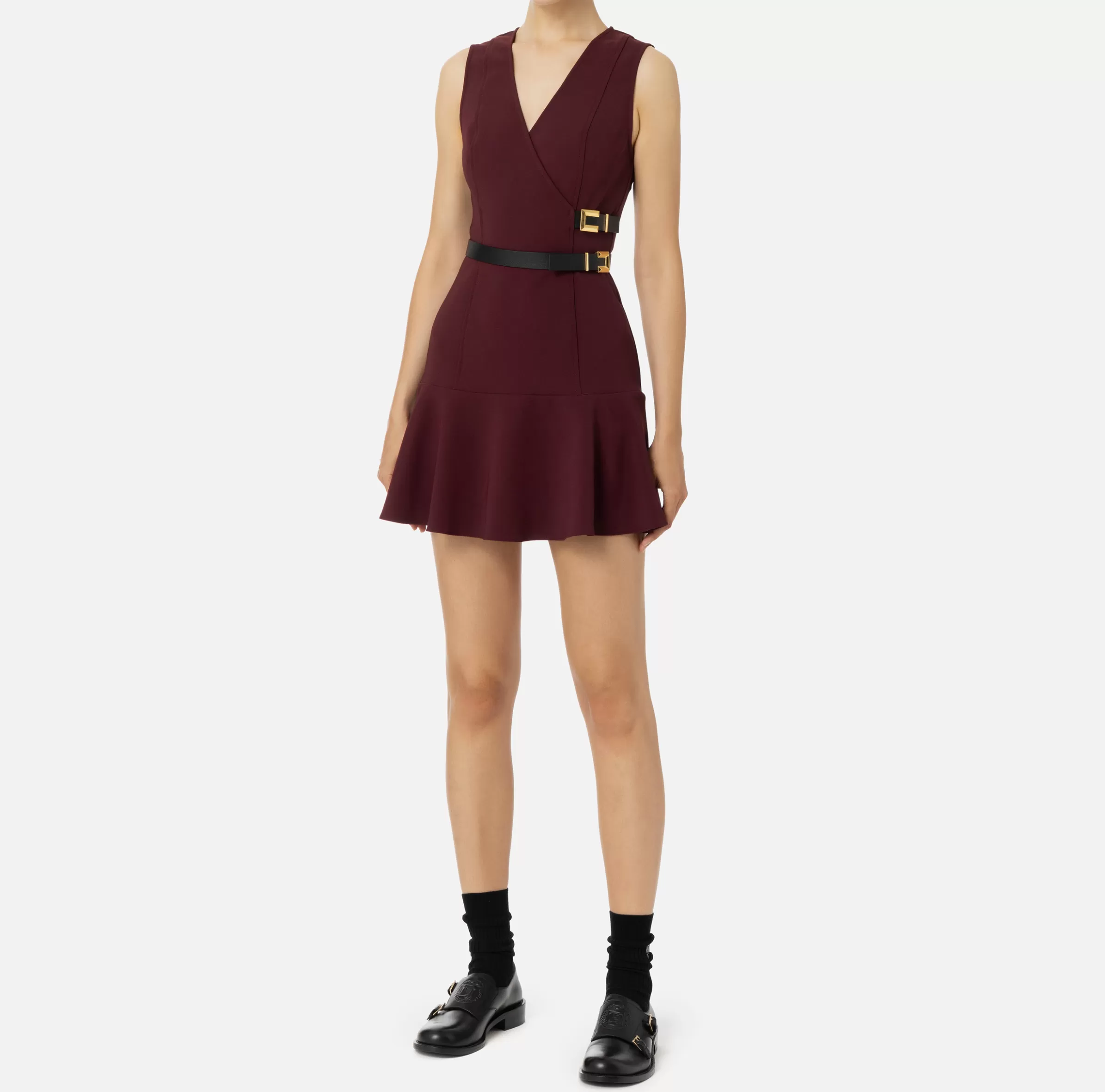 Elisabetta Franchi Mini Abiti | Abiti^Miniabito in crêpe stretch con cinturini RougeNoir