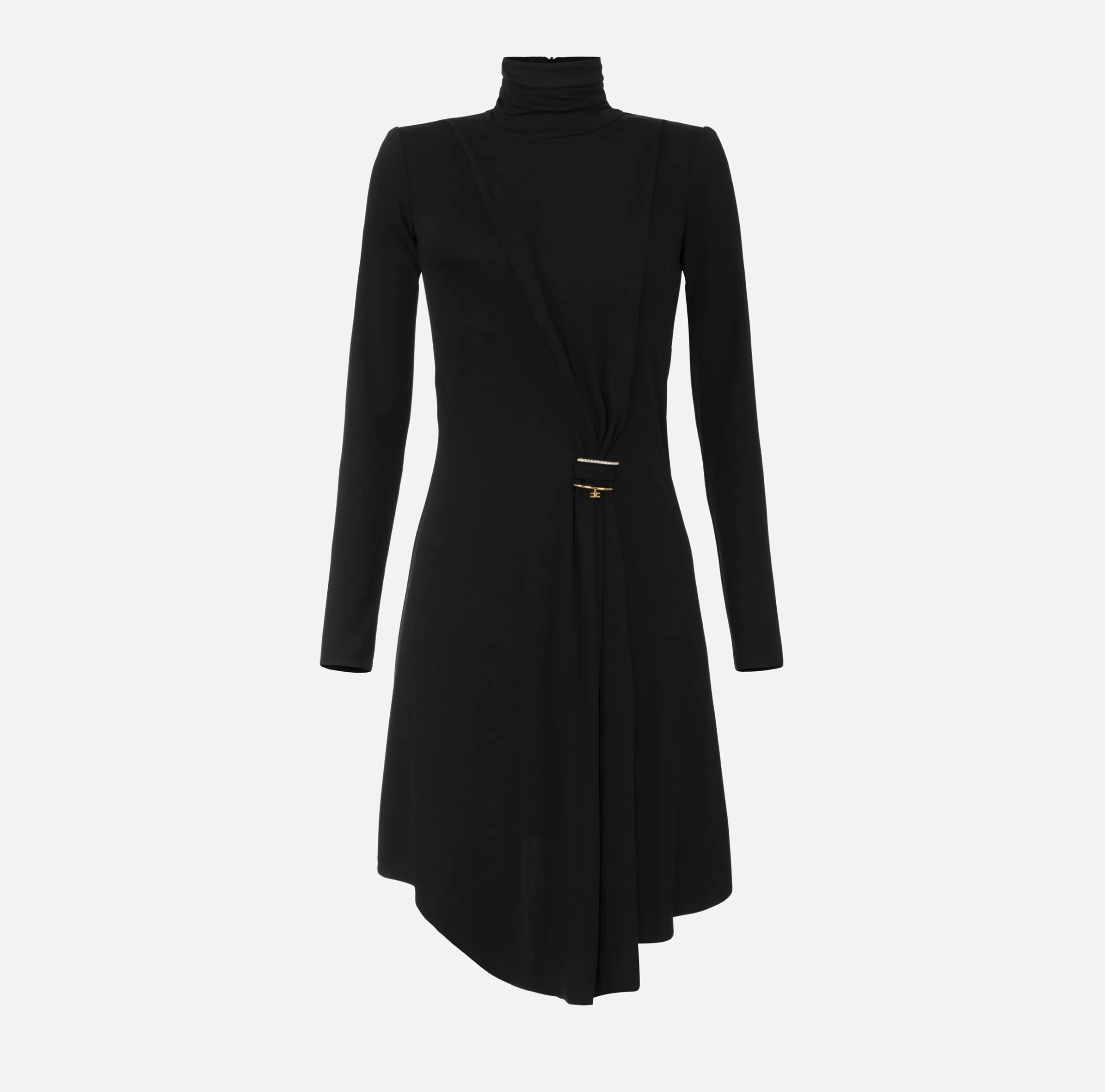 Elisabetta Franchi Mini Abiti | Abiti^Miniabito in jersey con drappeggio e accessorio gioiello Nero