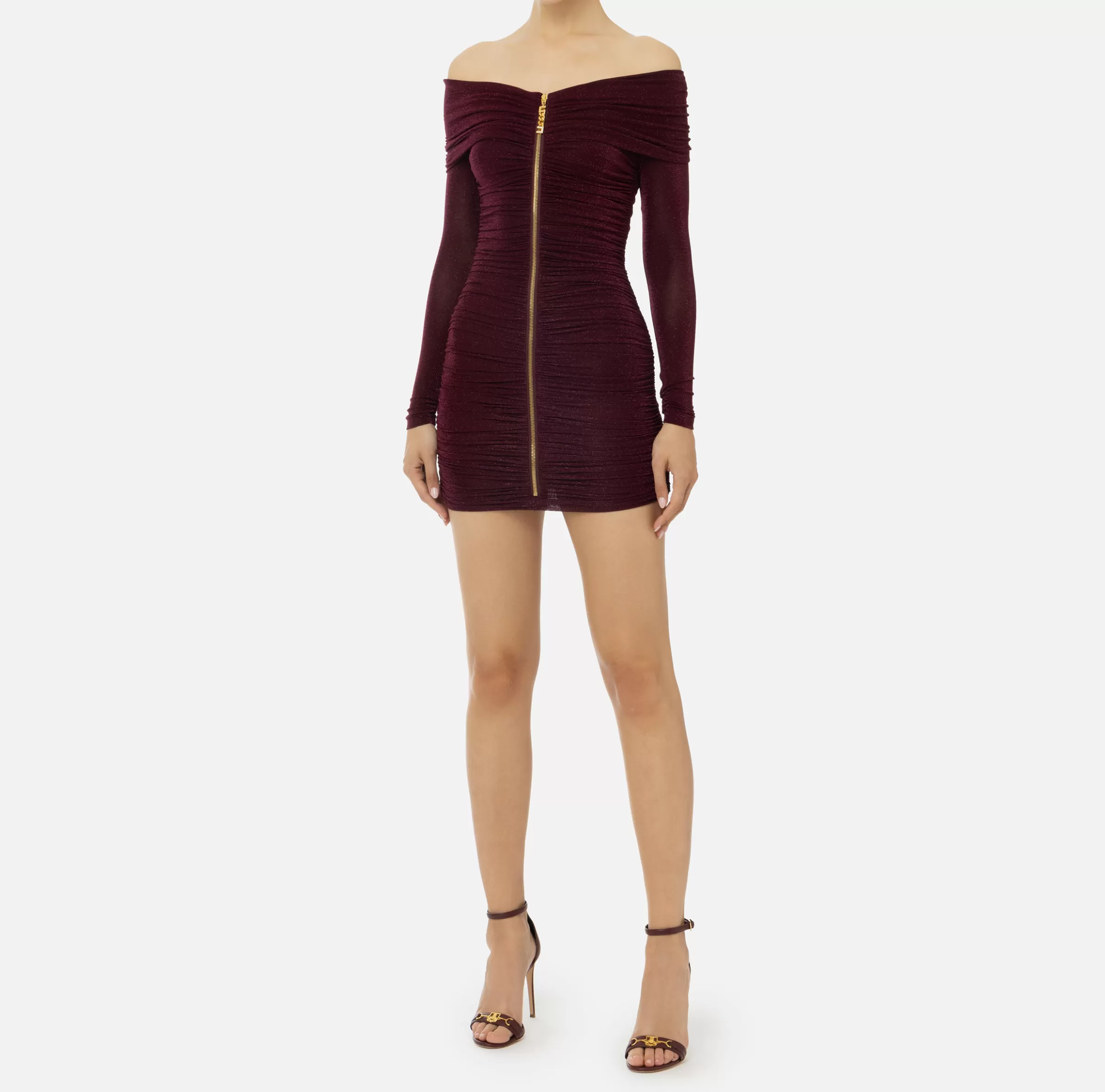 Elisabetta Franchi Abiti | Mini Abiti^Miniabito in jersey lurex con zip RougeNoir