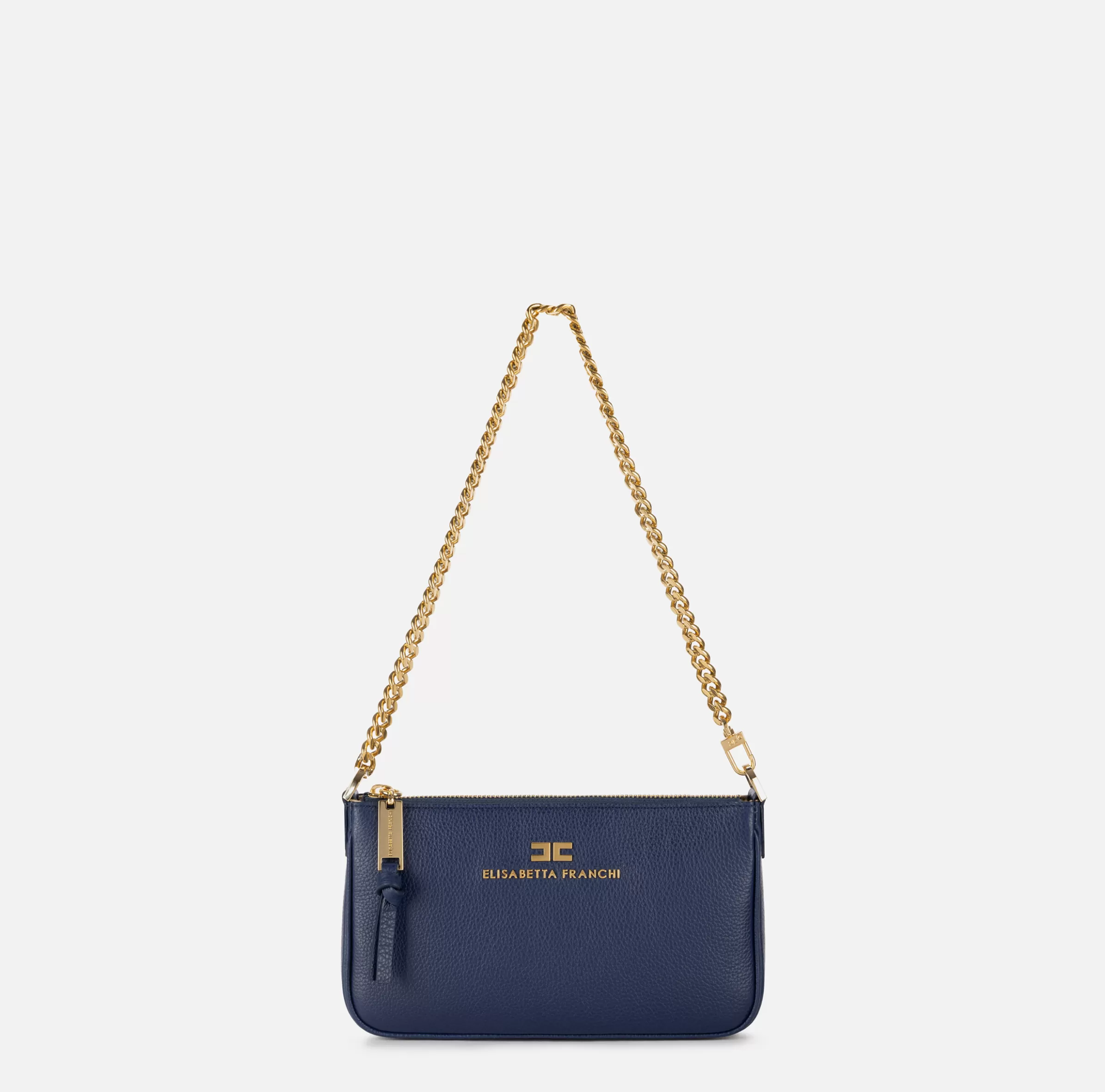 Elisabetta Franchi Borse A Spalla^Miniborsa a tracolla in pelle con lettering Navy