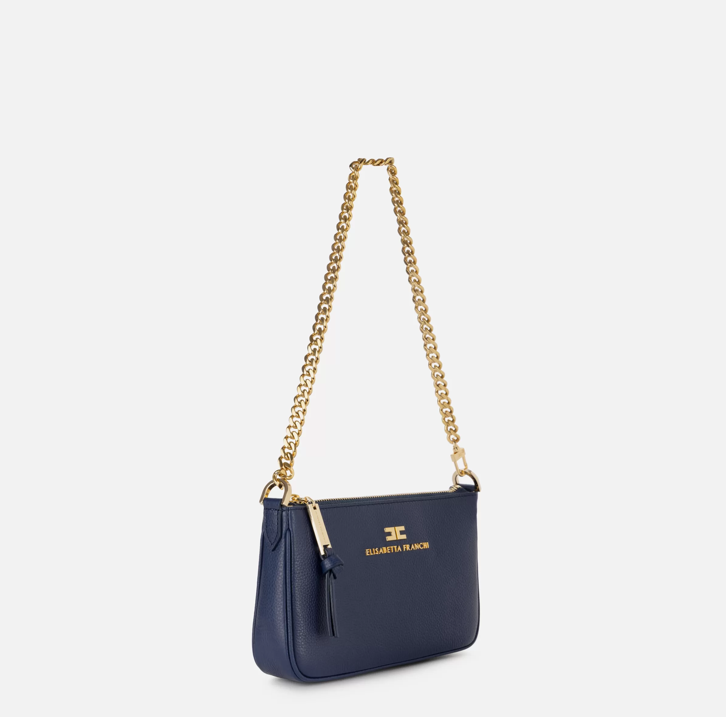 Elisabetta Franchi Borse A Spalla^Miniborsa a tracolla in pelle con lettering Navy