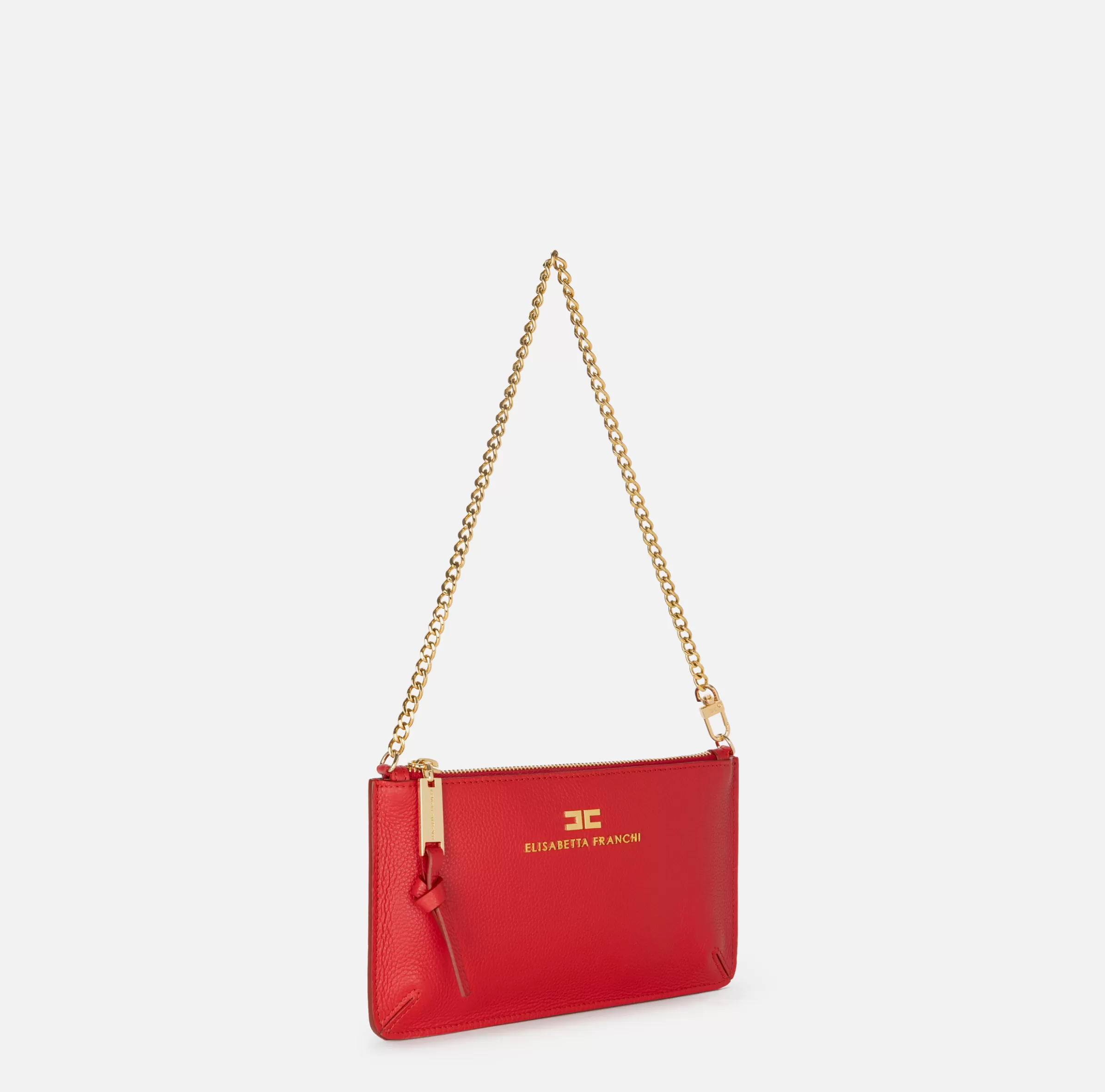 Elisabetta Franchi Borse A Spalla^Miniborsa baguette a tracolla in pelle con lettering RedPassion