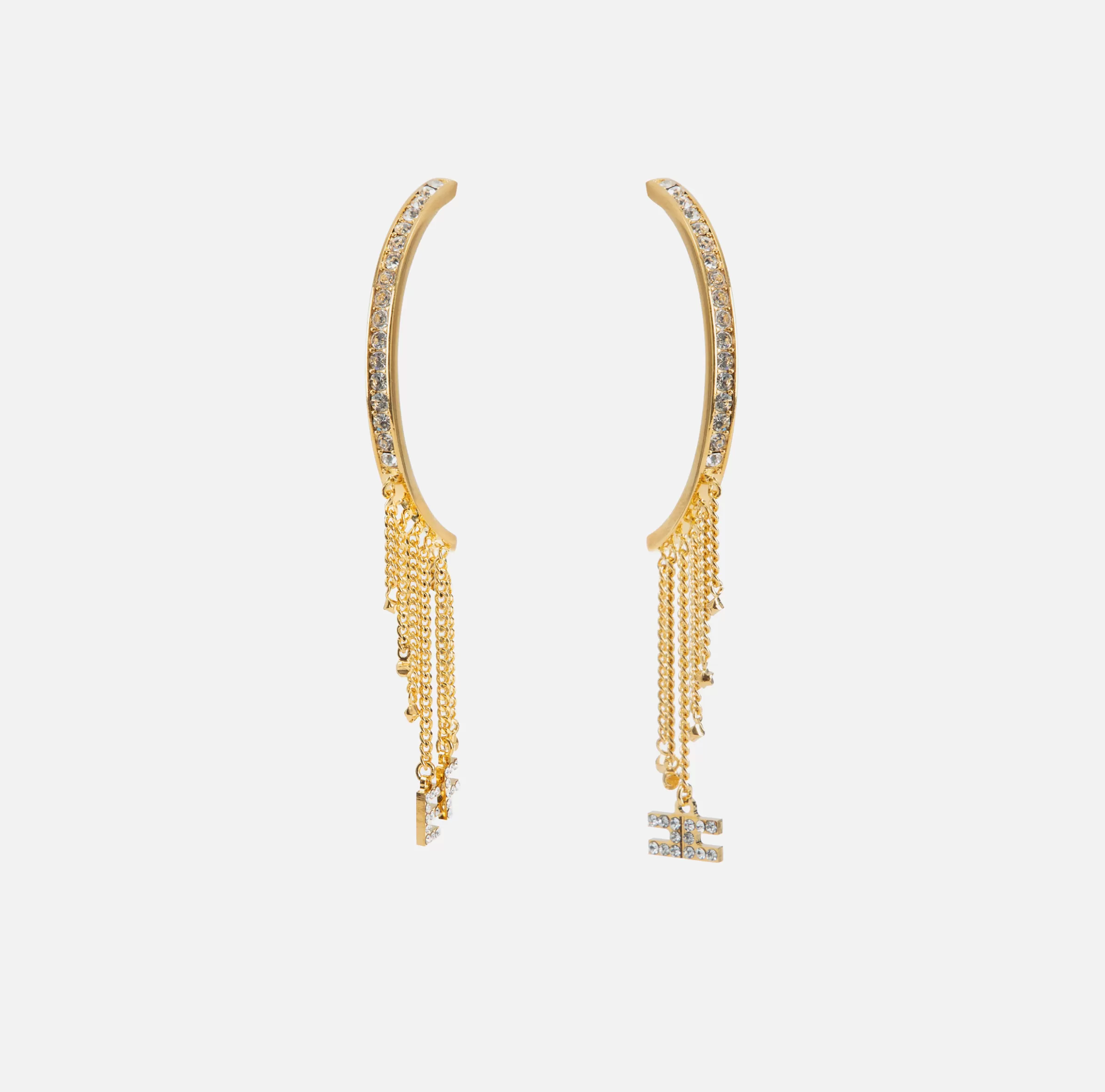 Elisabetta Franchi Bijoux^Orecchini a semicerchio in metallo dorato con charms OroGiallo