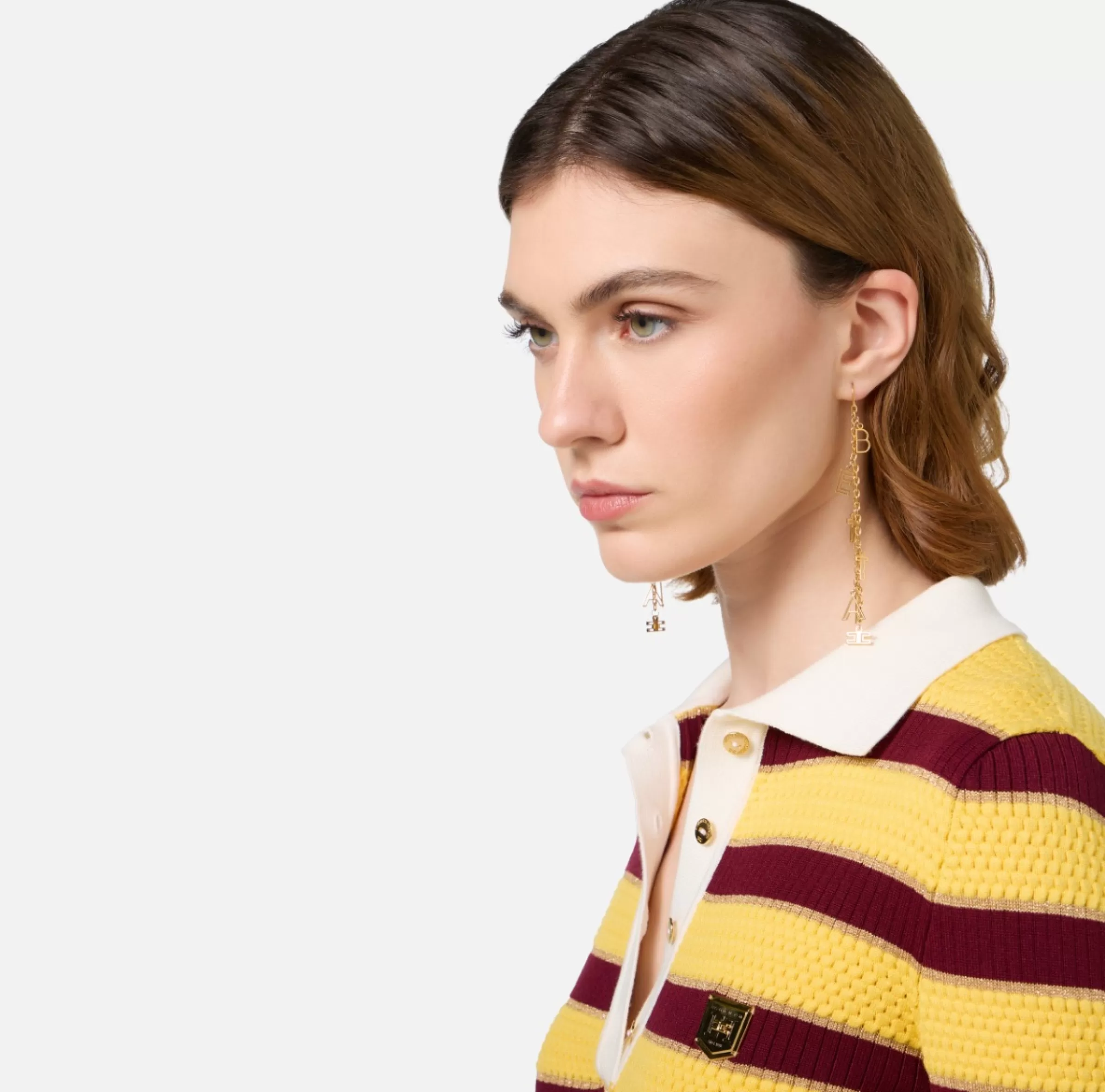 Elisabetta Franchi Bijoux^Orecchino Scritta Elisabetta OroGiallo