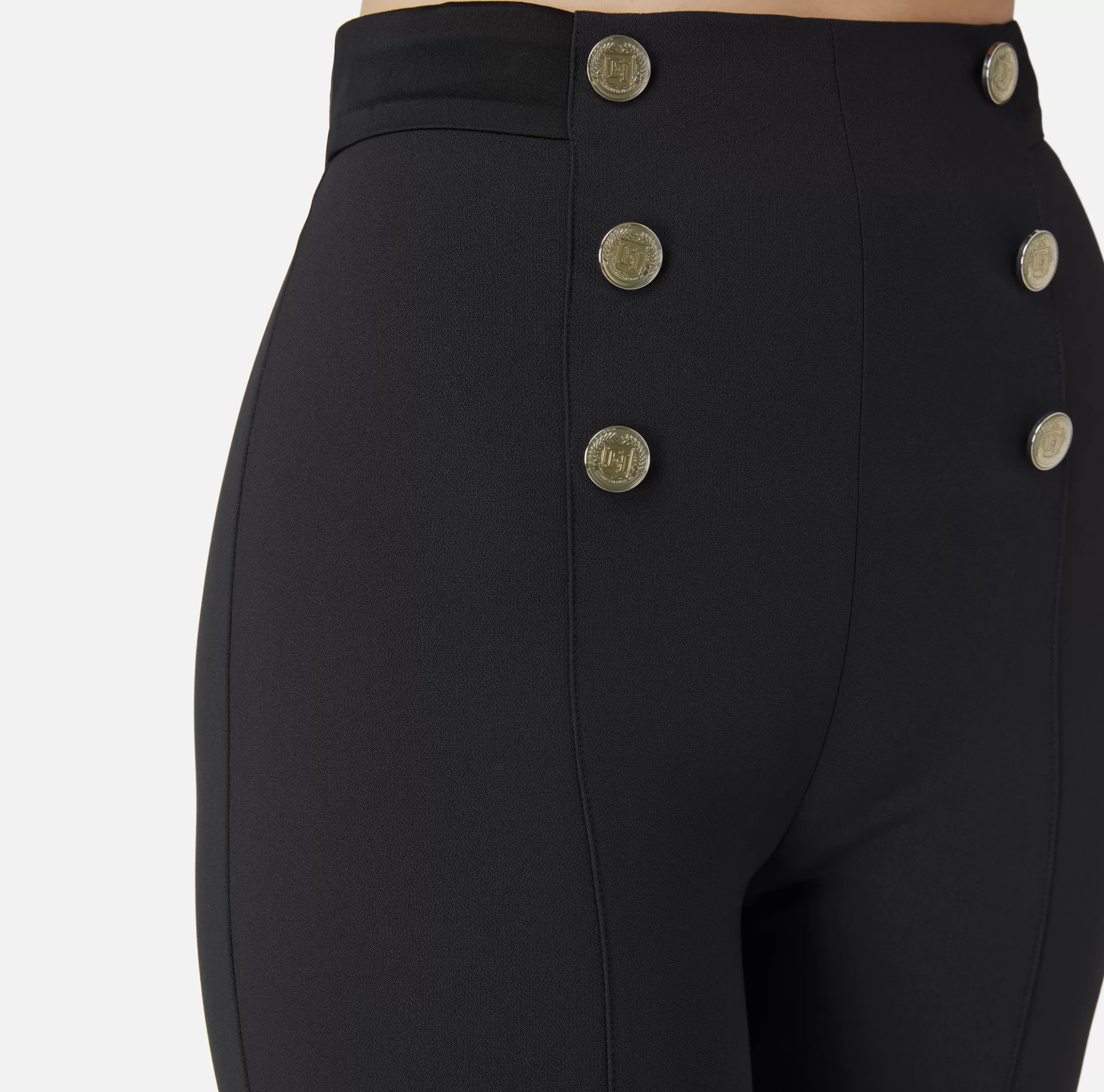 Elisabetta Franchi Pantaloni E Shorts^Pantalone a zampa in crêpe con fascione in raso Nero