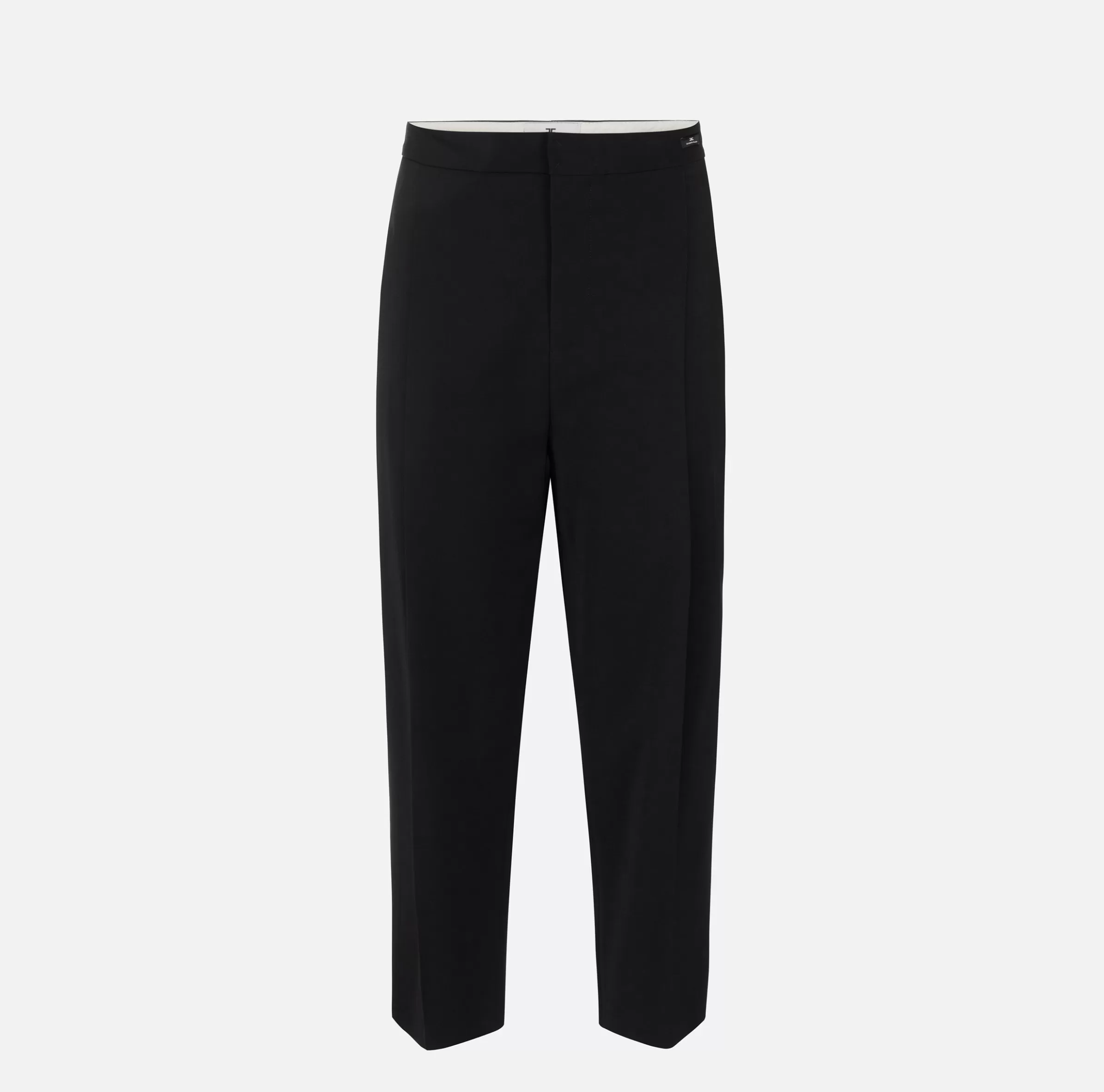Elisabetta Franchi Pantaloni E Shorts^Pantalone cropped in fresco di lana stretch con pinces Nero