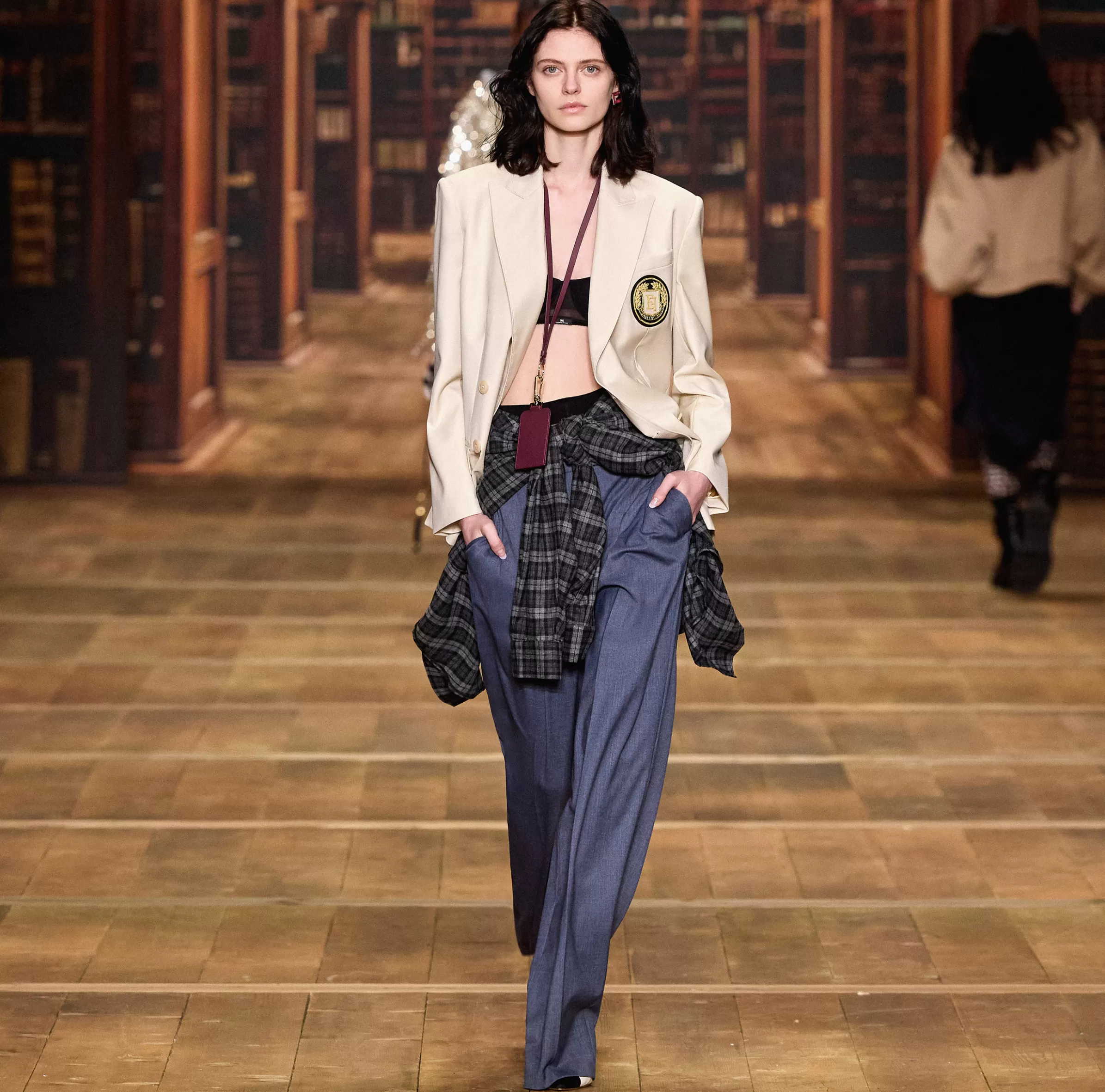 Elisabetta Franchi Tailleur | Pantaloni E Shorts^Pantalone dritto in fresco lana mélange con doppie pinces Navy