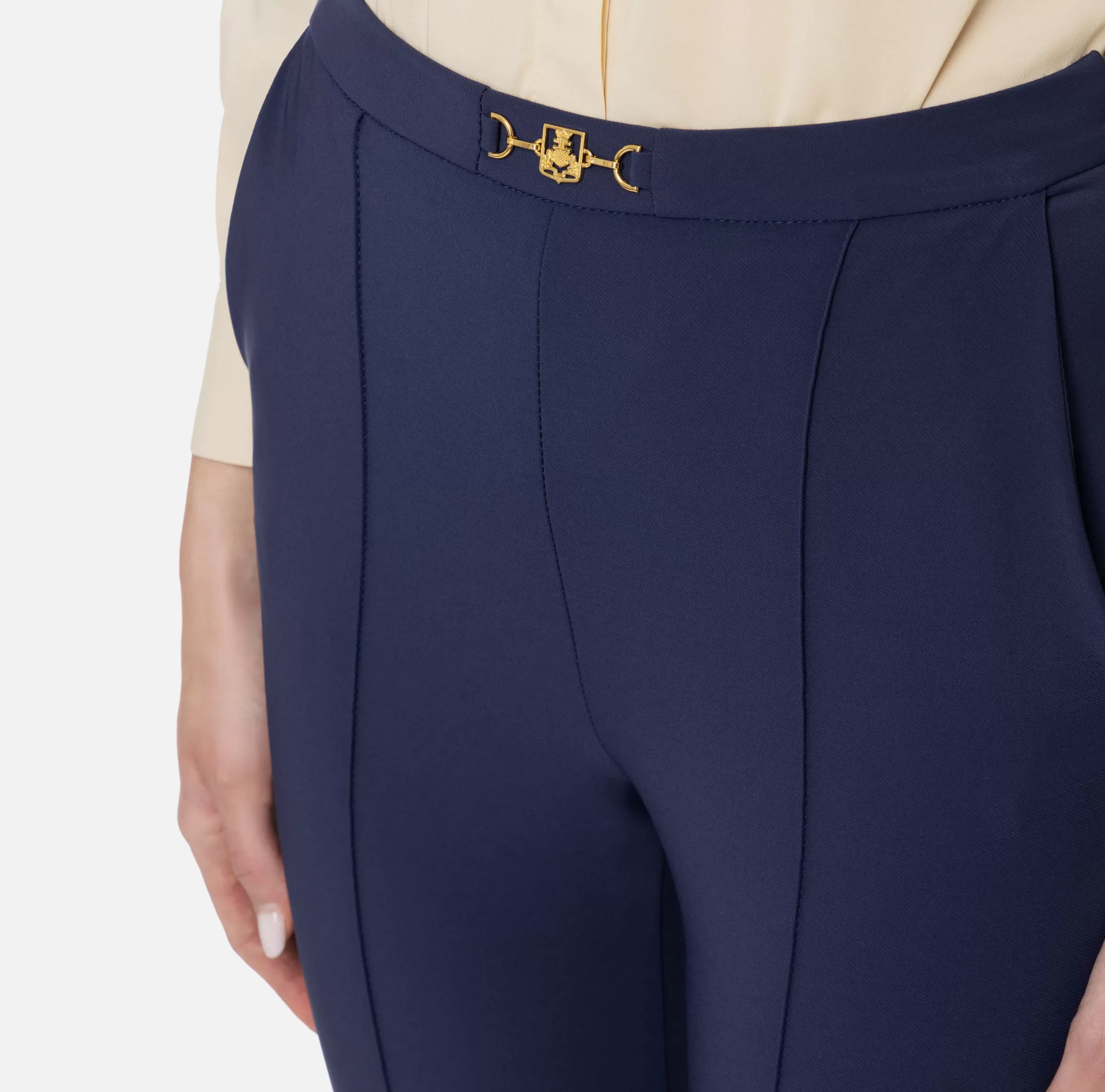 Elisabetta Franchi Pantaloni E Shorts^Pantalone dritto in tessuto tecnico con morsetto Navy