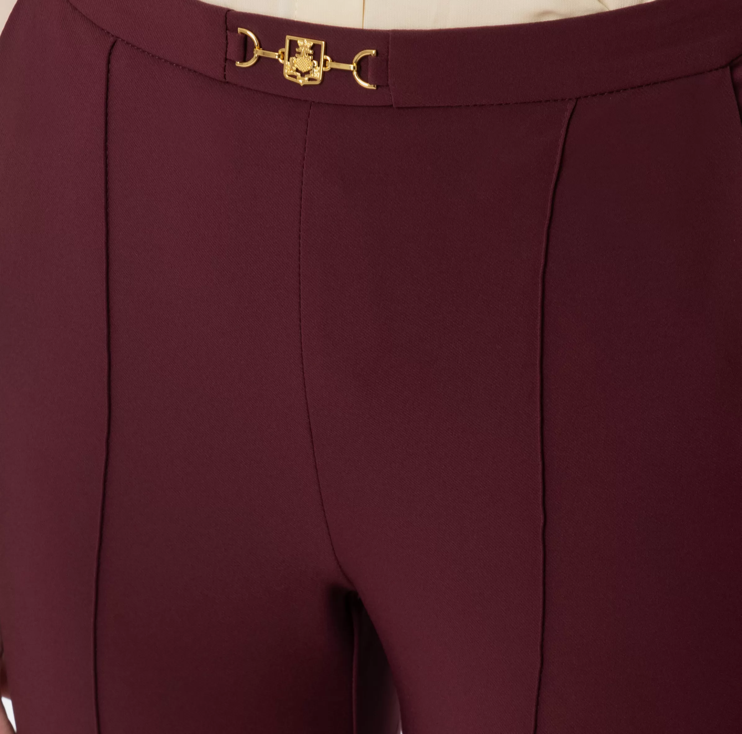 Elisabetta Franchi Pantaloni E Shorts^Pantalone dritto in tessuto tecnico con morsetto RougeNoir