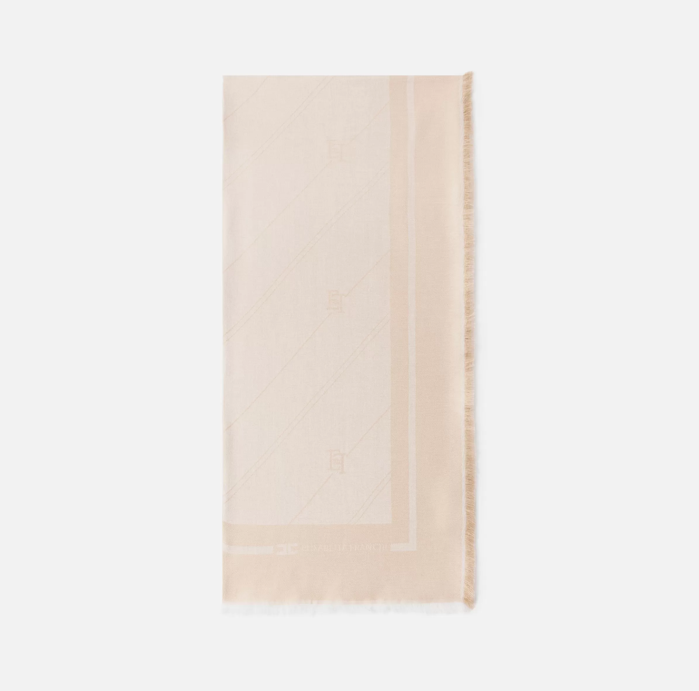 Elisabetta Franchi Sciarpe^Pashmina in jacquard lurex con pattern righe diagonali e logo Crema