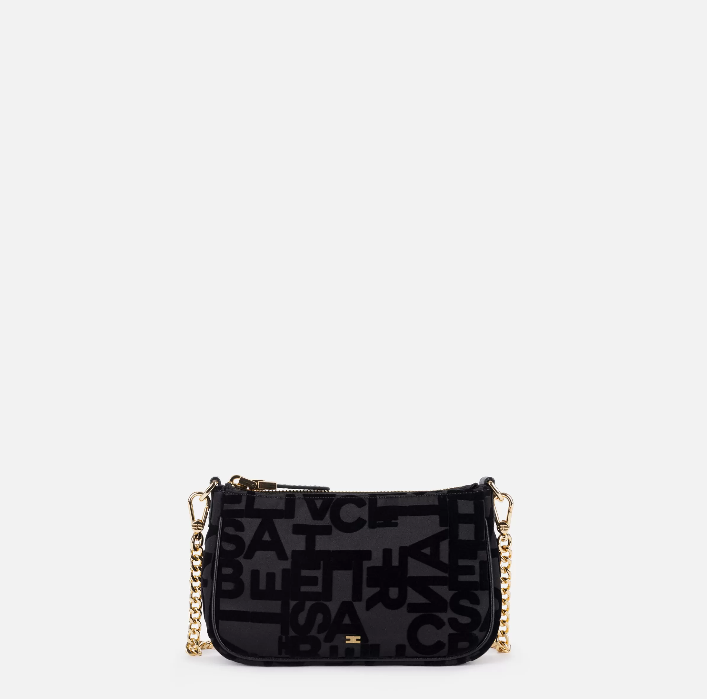 Elisabetta Franchi Clutch^Pochette lettering con tracolla Nero