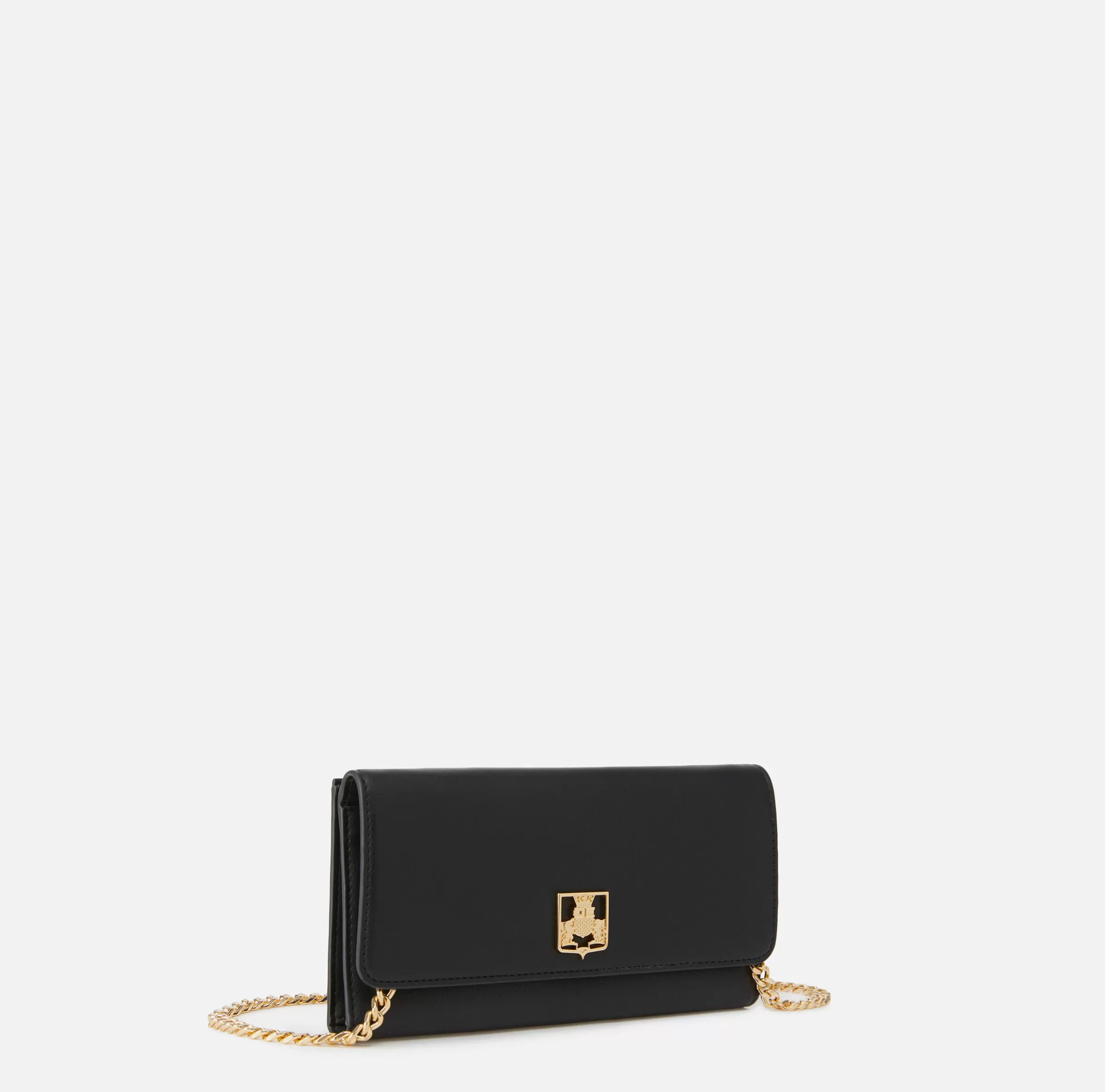 Elisabetta Franchi Clutch | Portafogli^Portafoglio in materiale sintetico con scudetto in metallo Nero