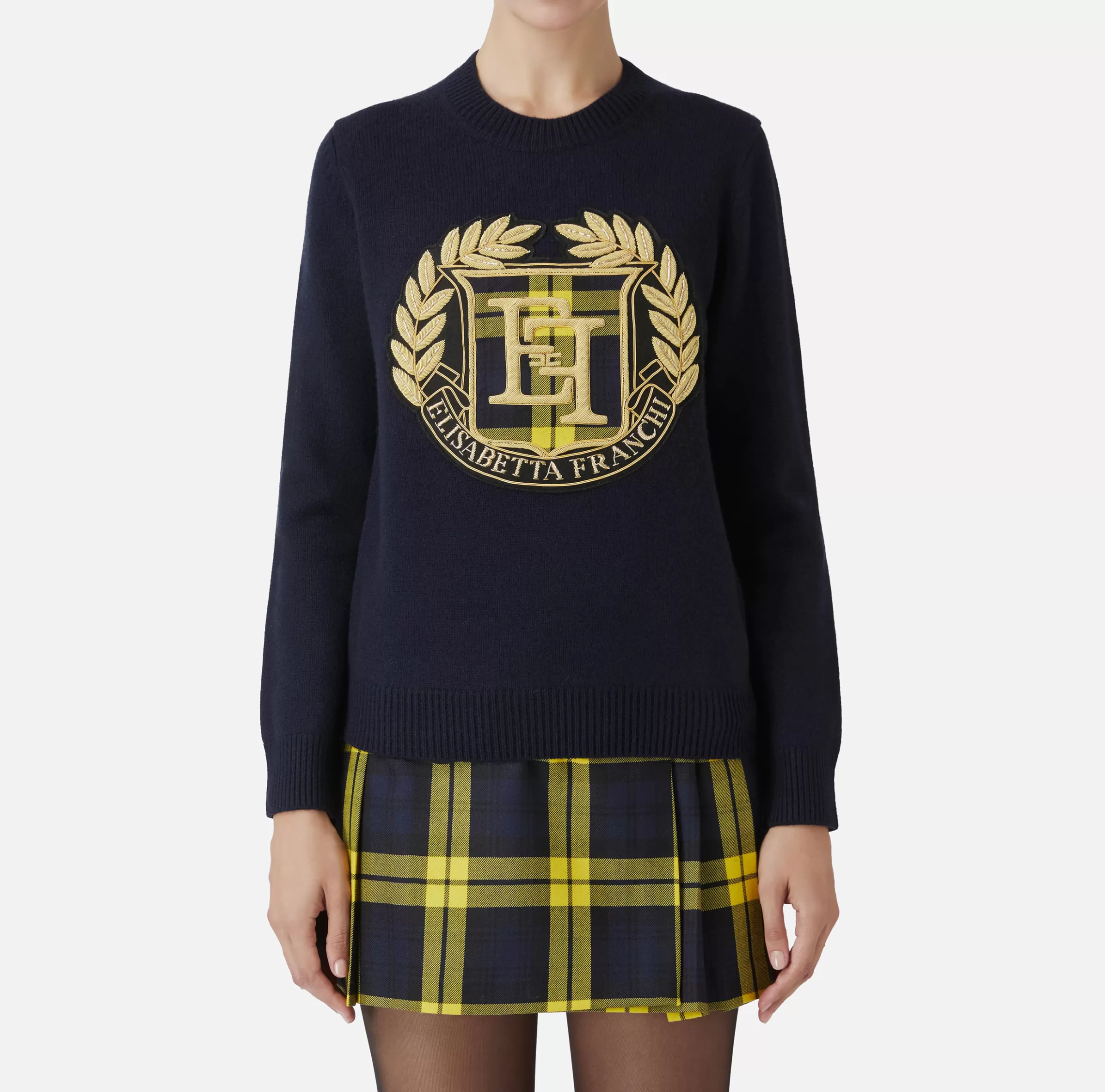 Elisabetta Franchi Maglieria E Felpe^Pullover in lana con maxi patch Navy