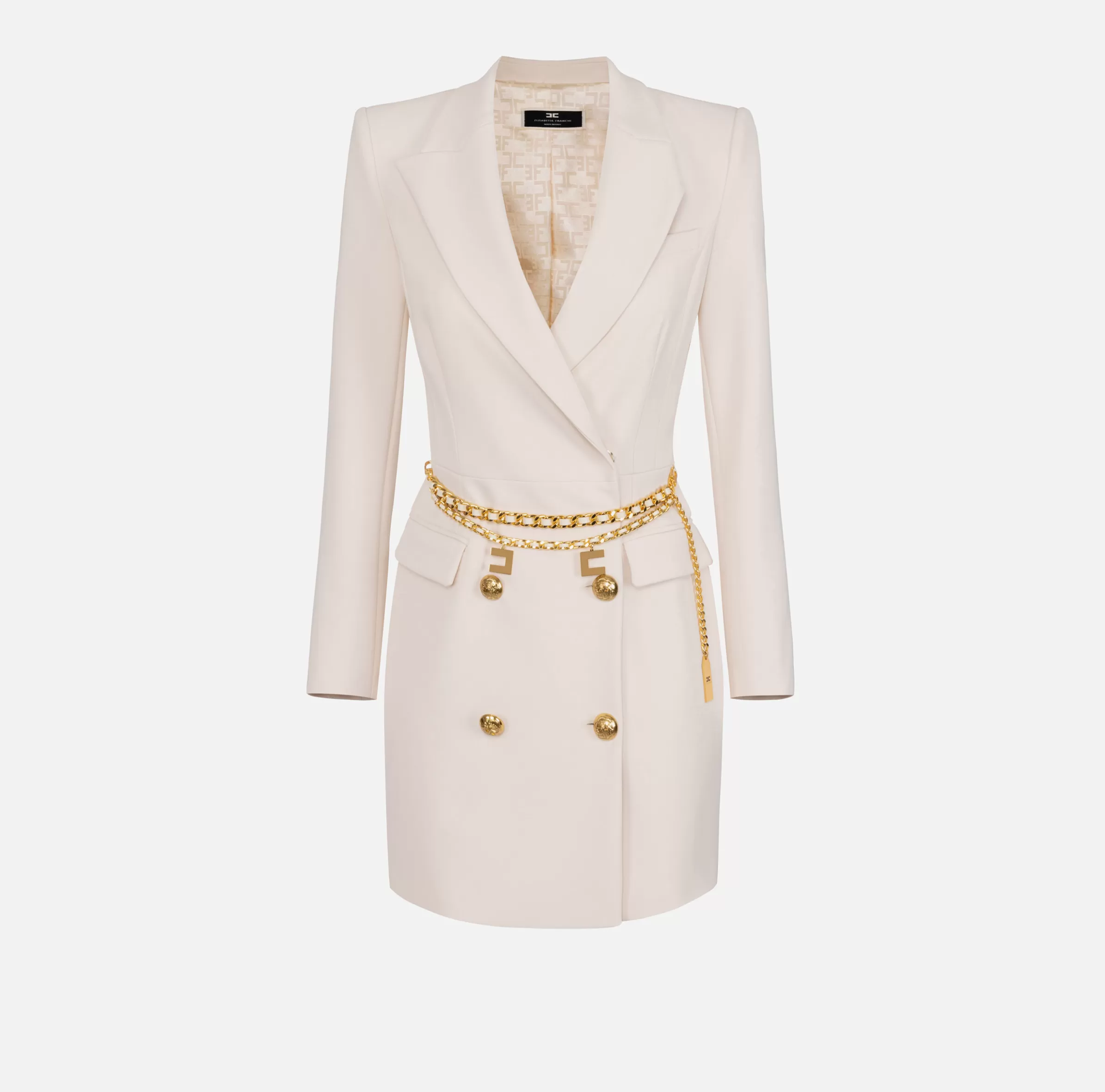 Elisabetta Franchi Robes Manteaux | Mini Abiti^Robe manteau in crêpe stretch con cintura Burro