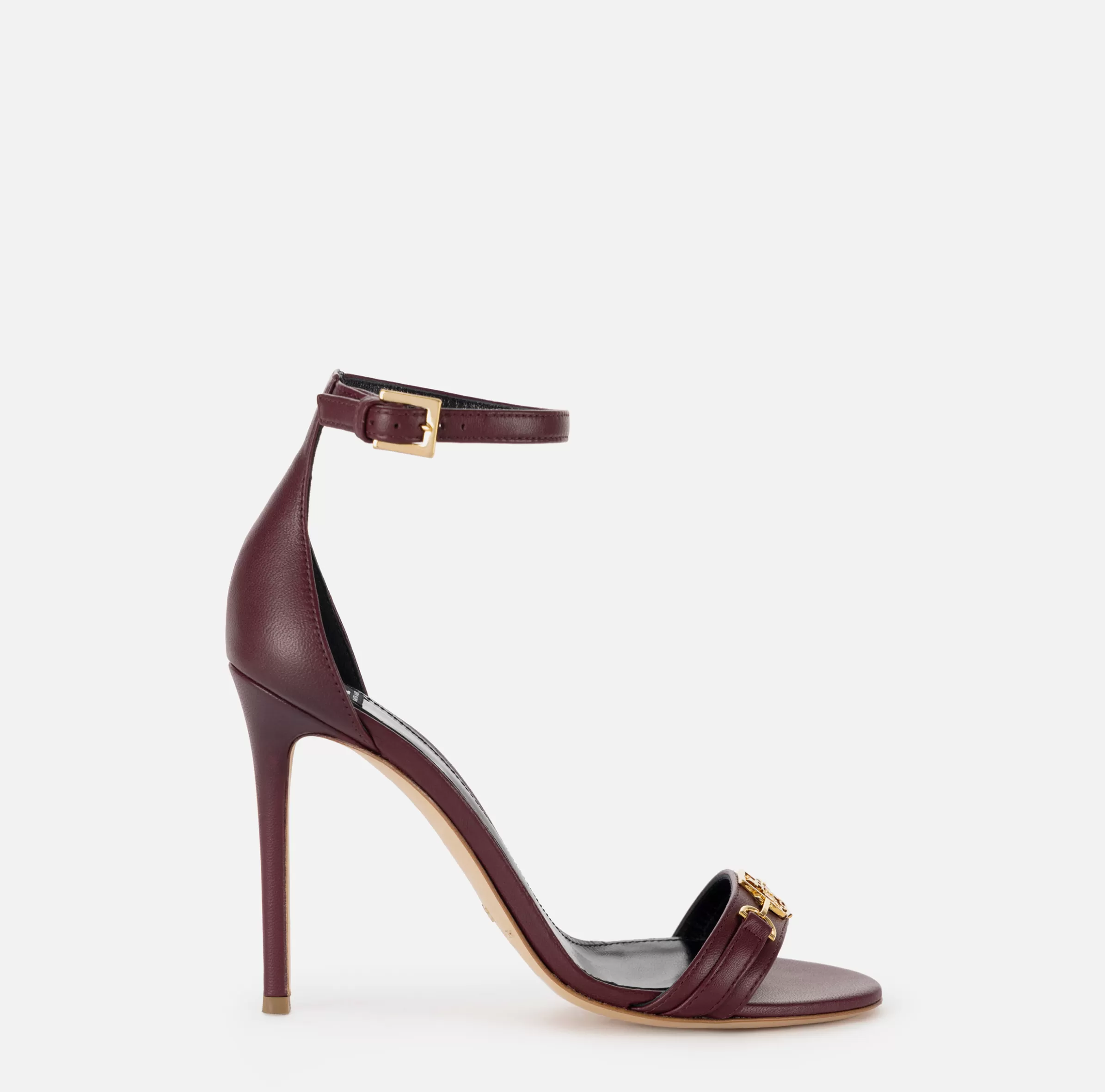 Elisabetta Franchi Sandali^Sandalo in nappa con morsetto scudetto RougeNoir