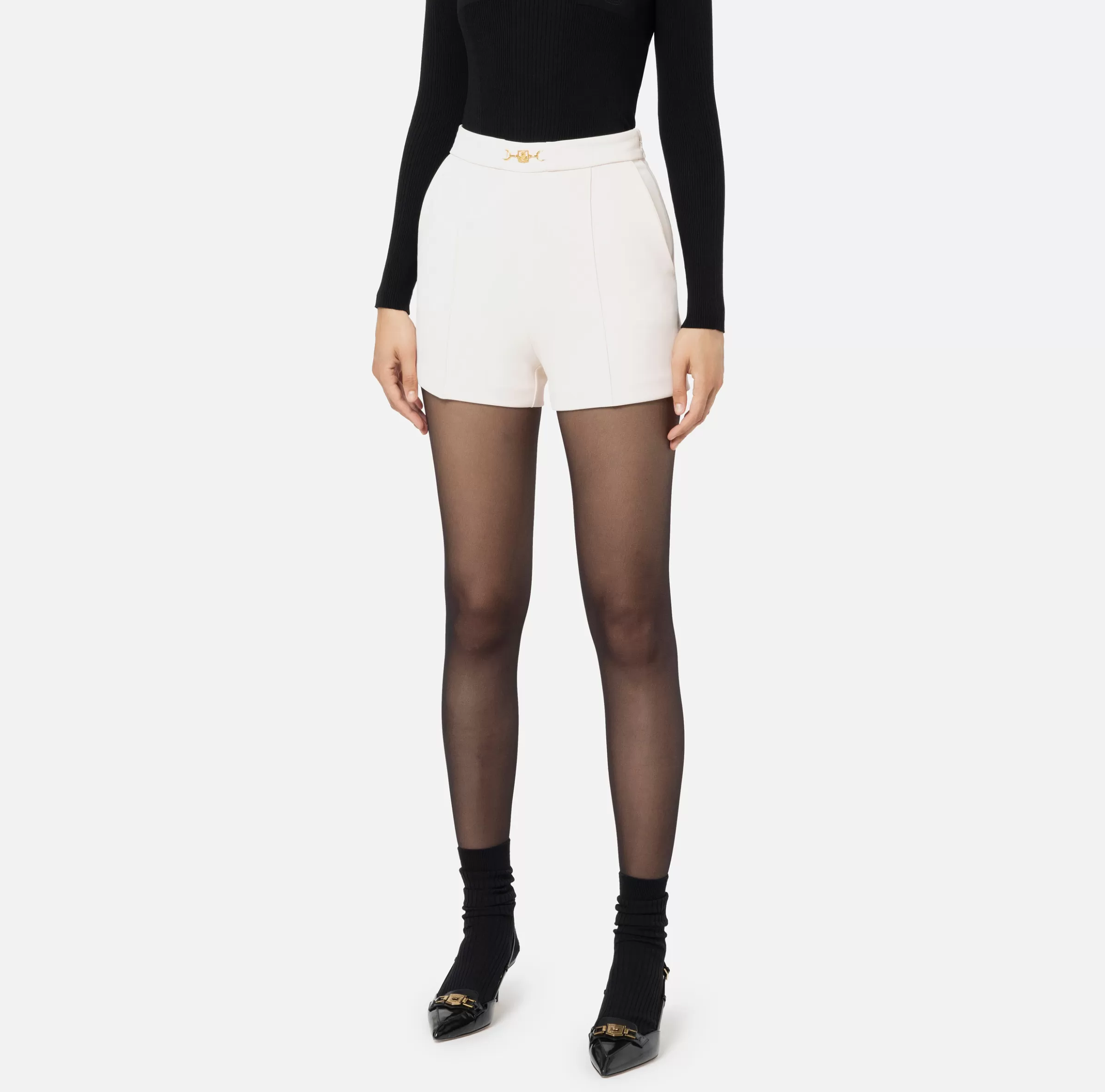 Elisabetta Franchi Pantaloni E Shorts^Shorts in crêpe stretch con morsetto Burro