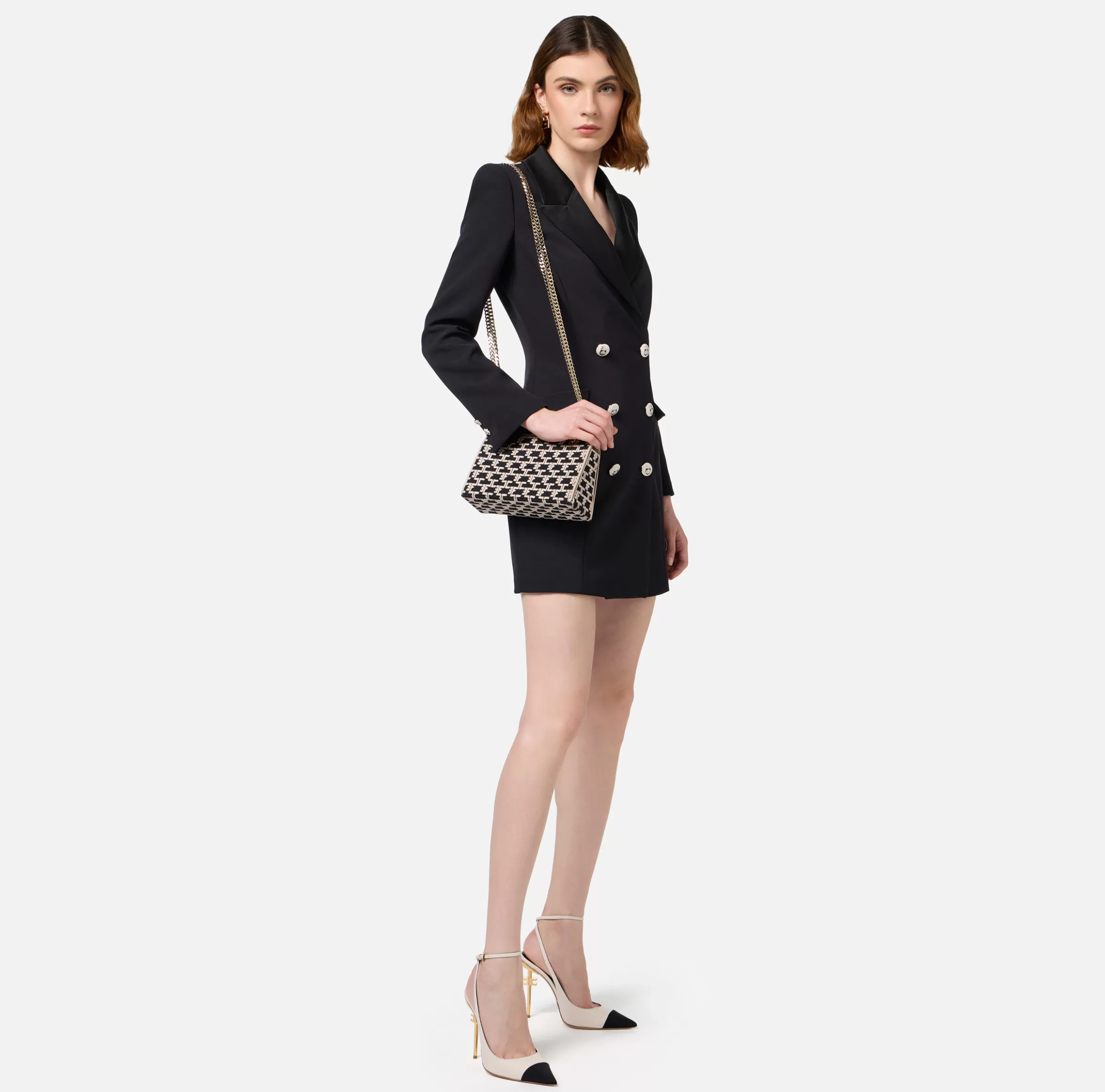 Elisabetta Franchi Borse A Spalla^Shoulder Monogram Mini Nero/Burro
