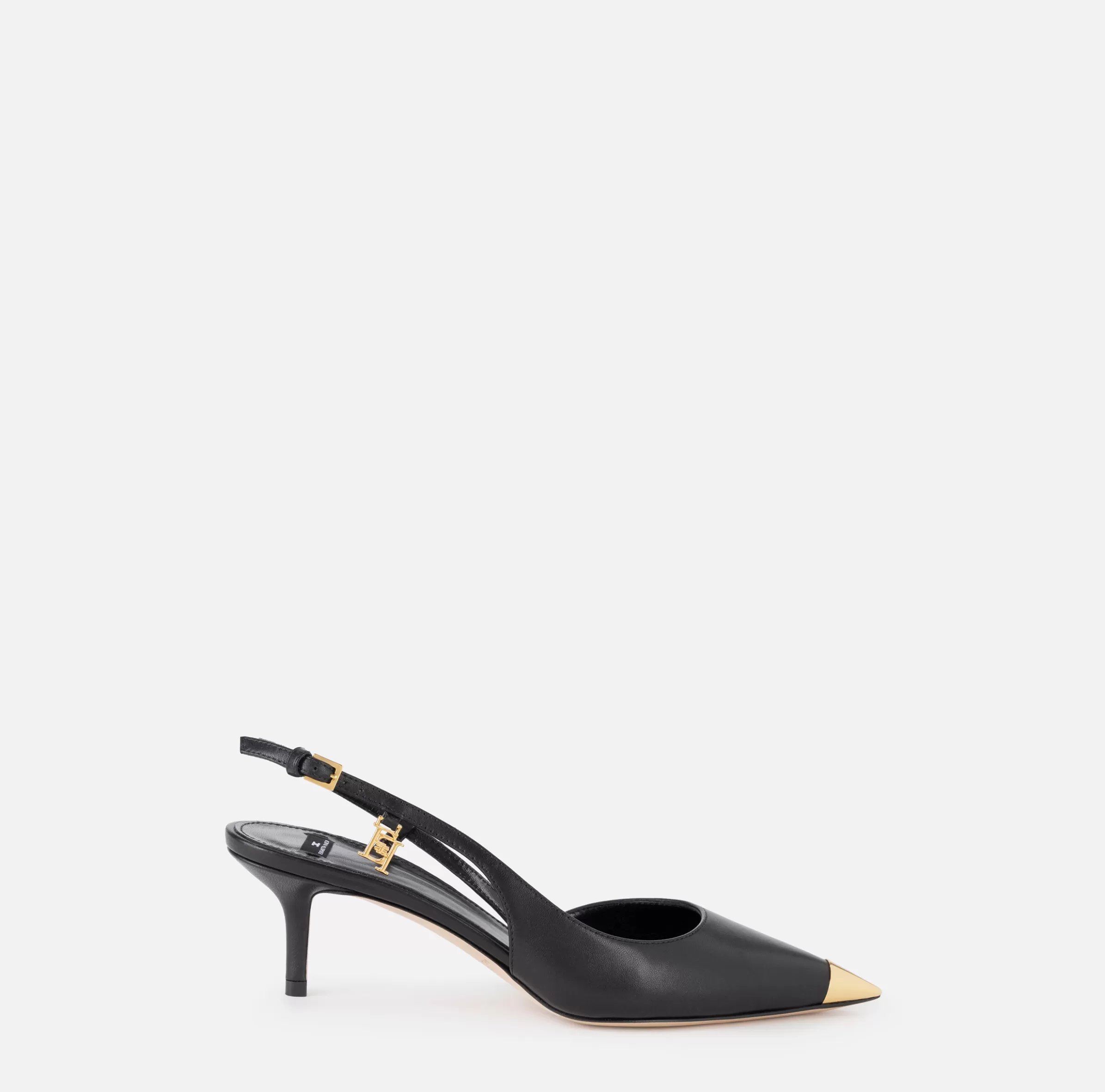 Elisabetta Franchi Décolleté^Slingback in nappa con puntalino in metallo Nero