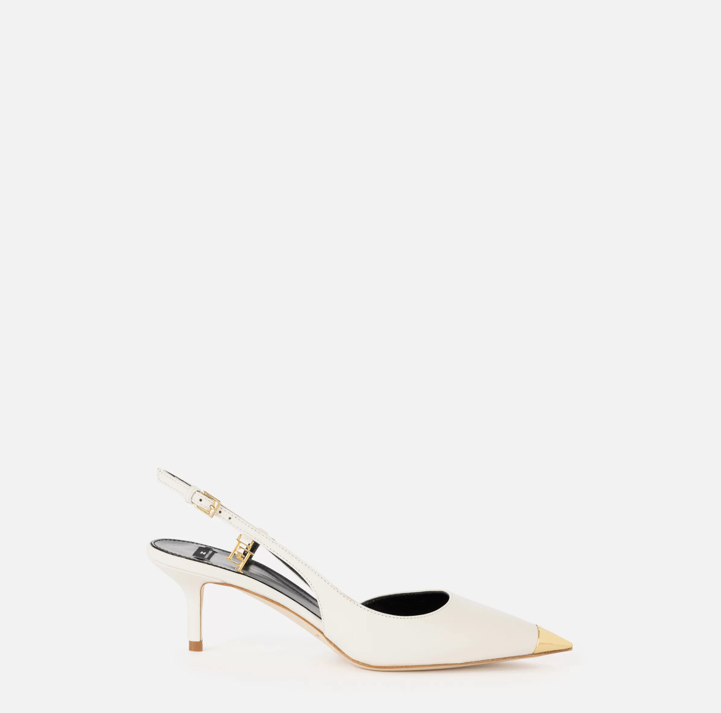 Elisabetta Franchi Décolleté^Slingback in nappa con puntalino in metallo Burro