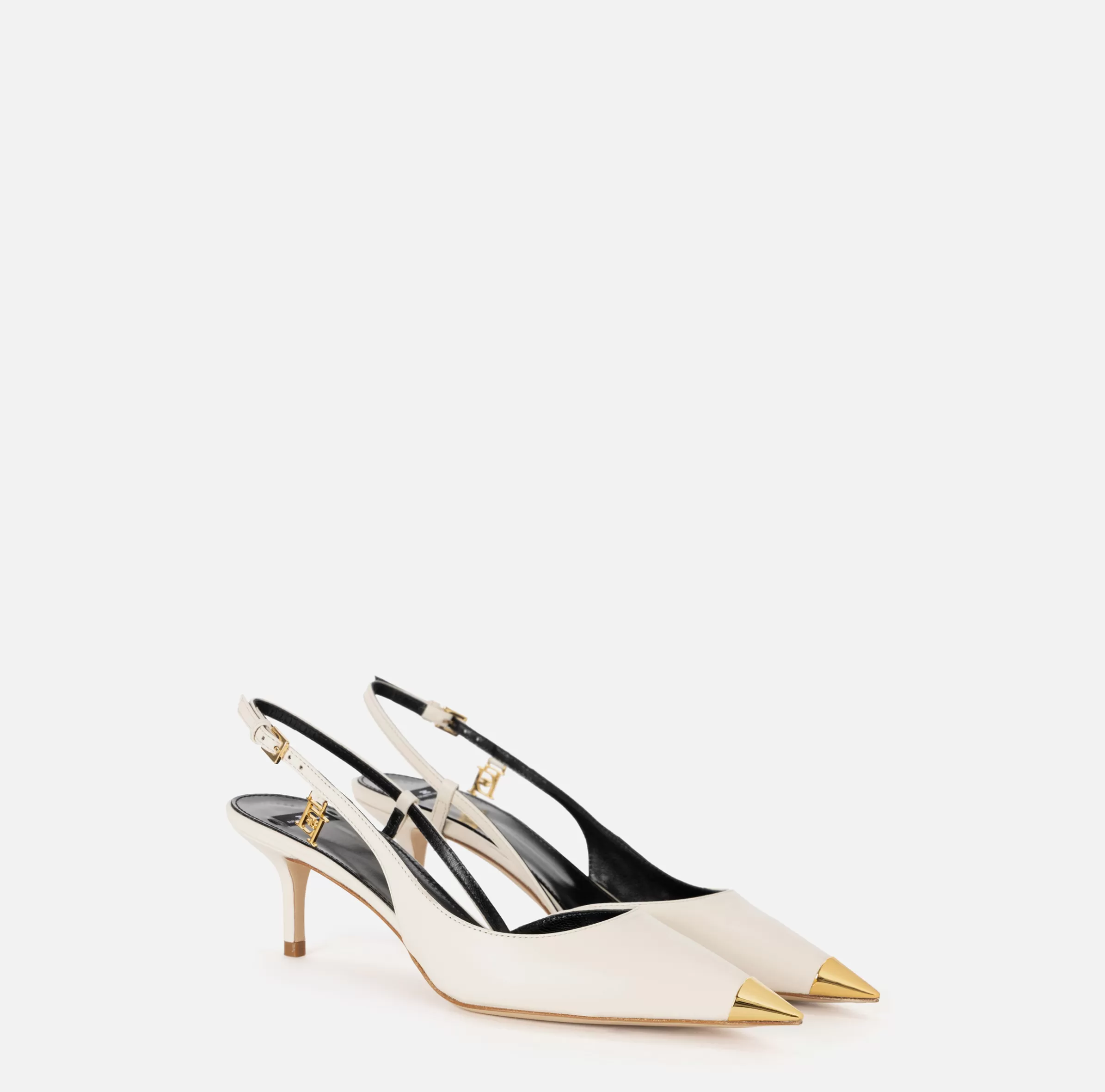 Elisabetta Franchi Décolleté^Slingback in nappa con puntalino in metallo Burro