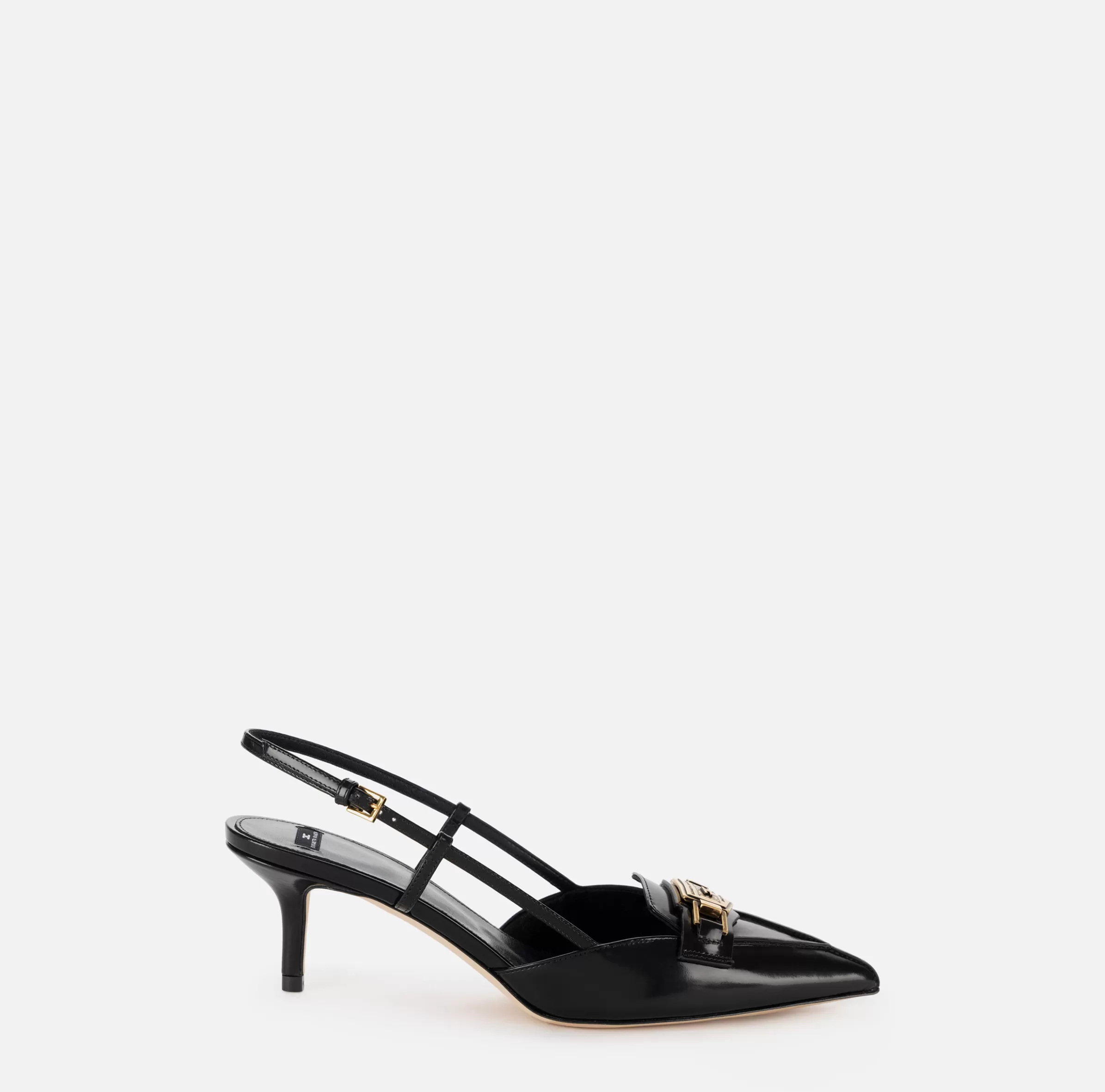 Elisabetta Franchi Décolleté^Slingback in pelle con morsetto Nero