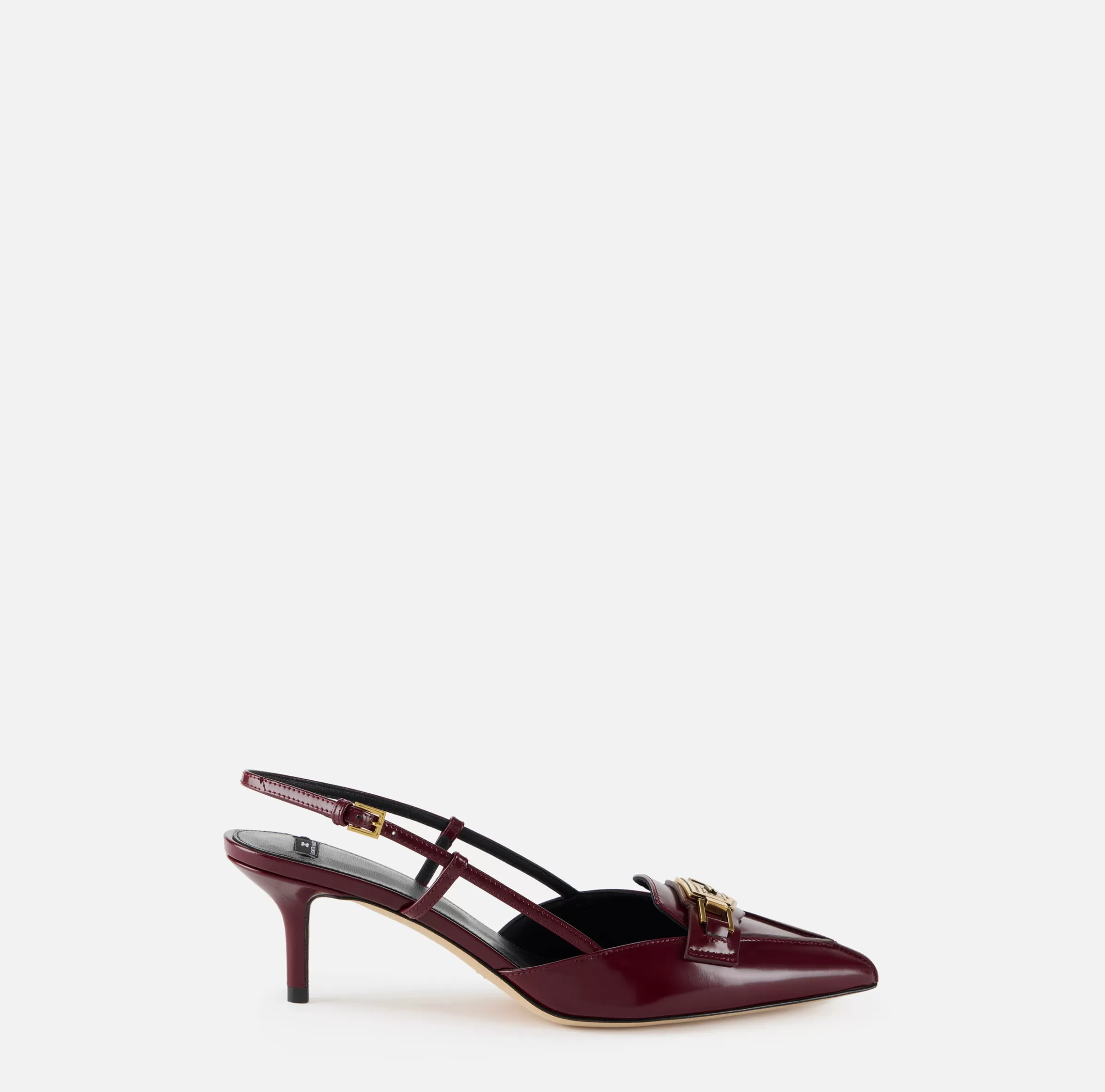 Elisabetta Franchi Décolleté^Slingback in pelle con morsetto RougeNoir
