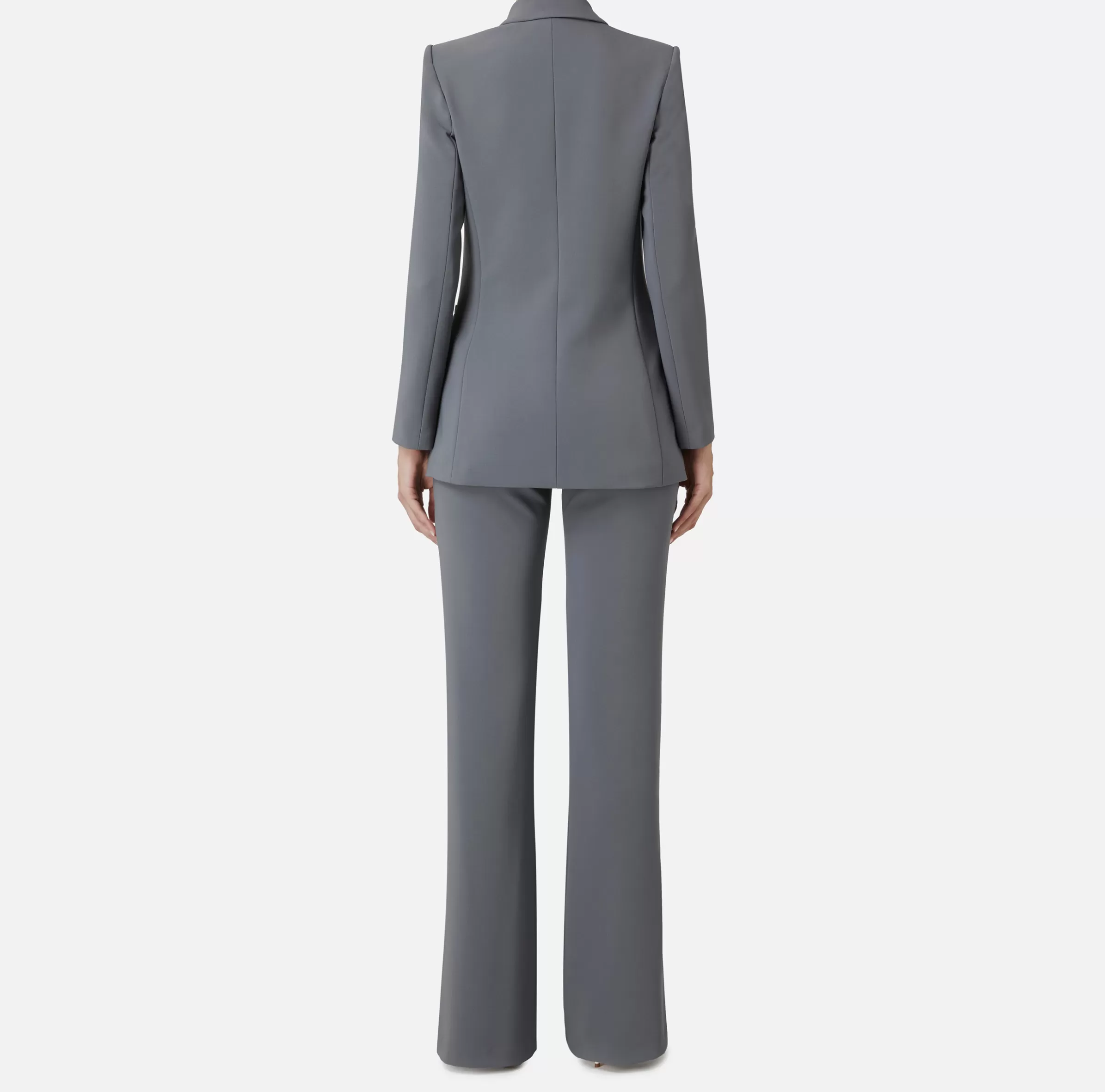 Elisabetta Franchi Tailleur^Tailleur in doppio crêpe stretch con giacca dritta e pantalone a palazzo Steel