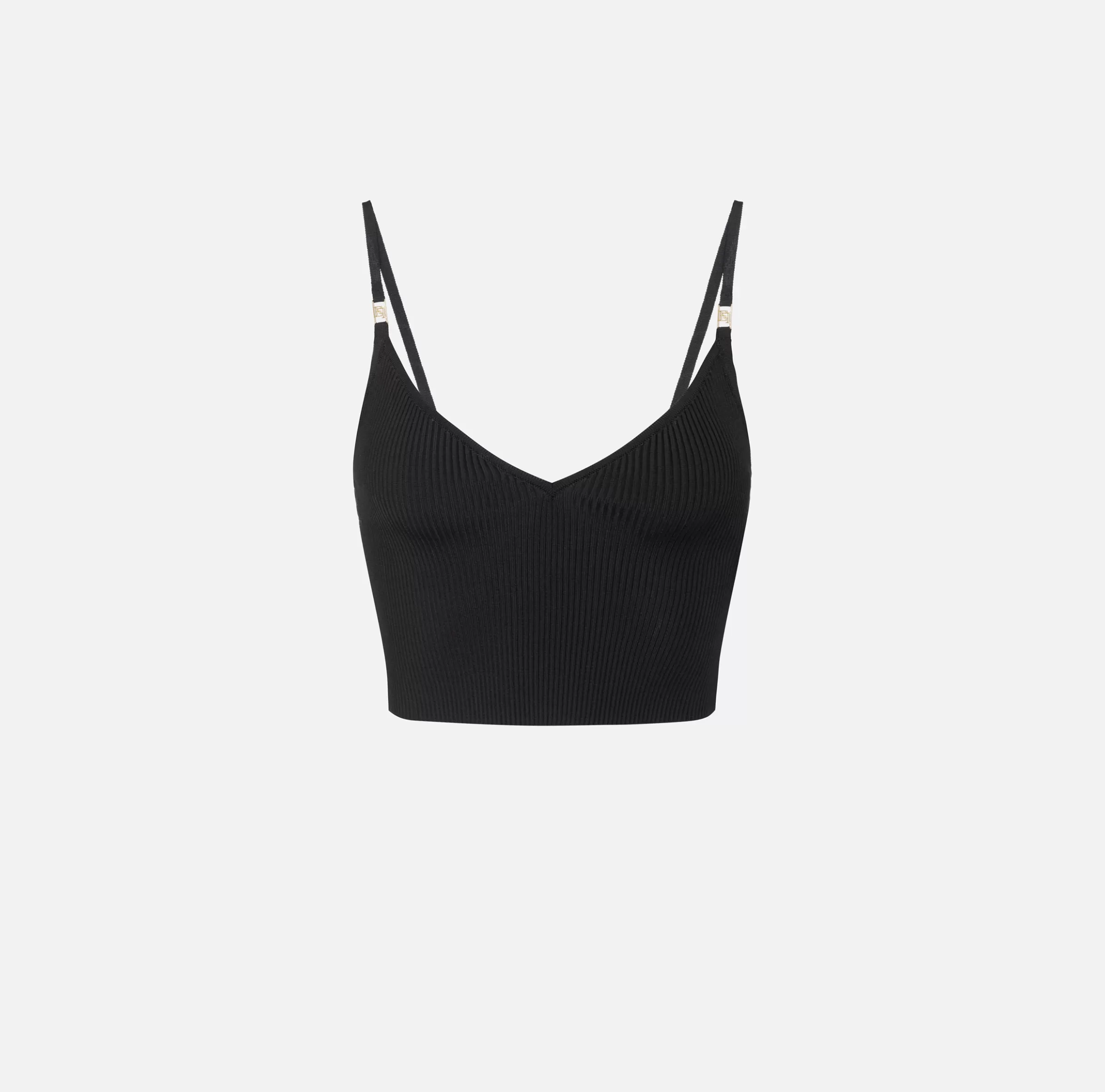 Elisabetta Franchi Top, T-Shirt & Body^Top bustier in viscosa effetto plissé Nero