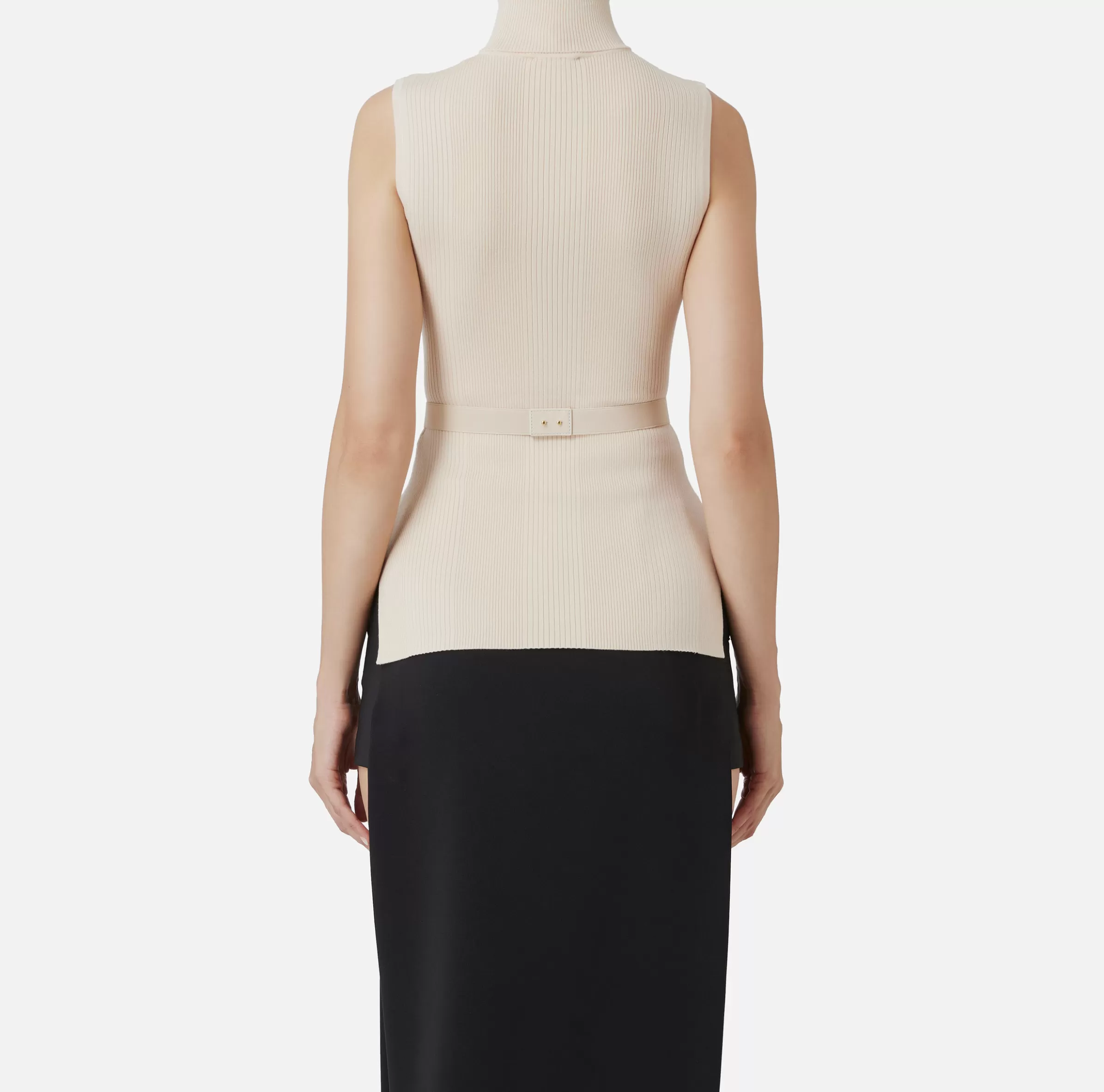 Elisabetta Franchi Maglieria E Felpe^Top dolcevita in lyocell e seta a costine con ricamo logo Lattice