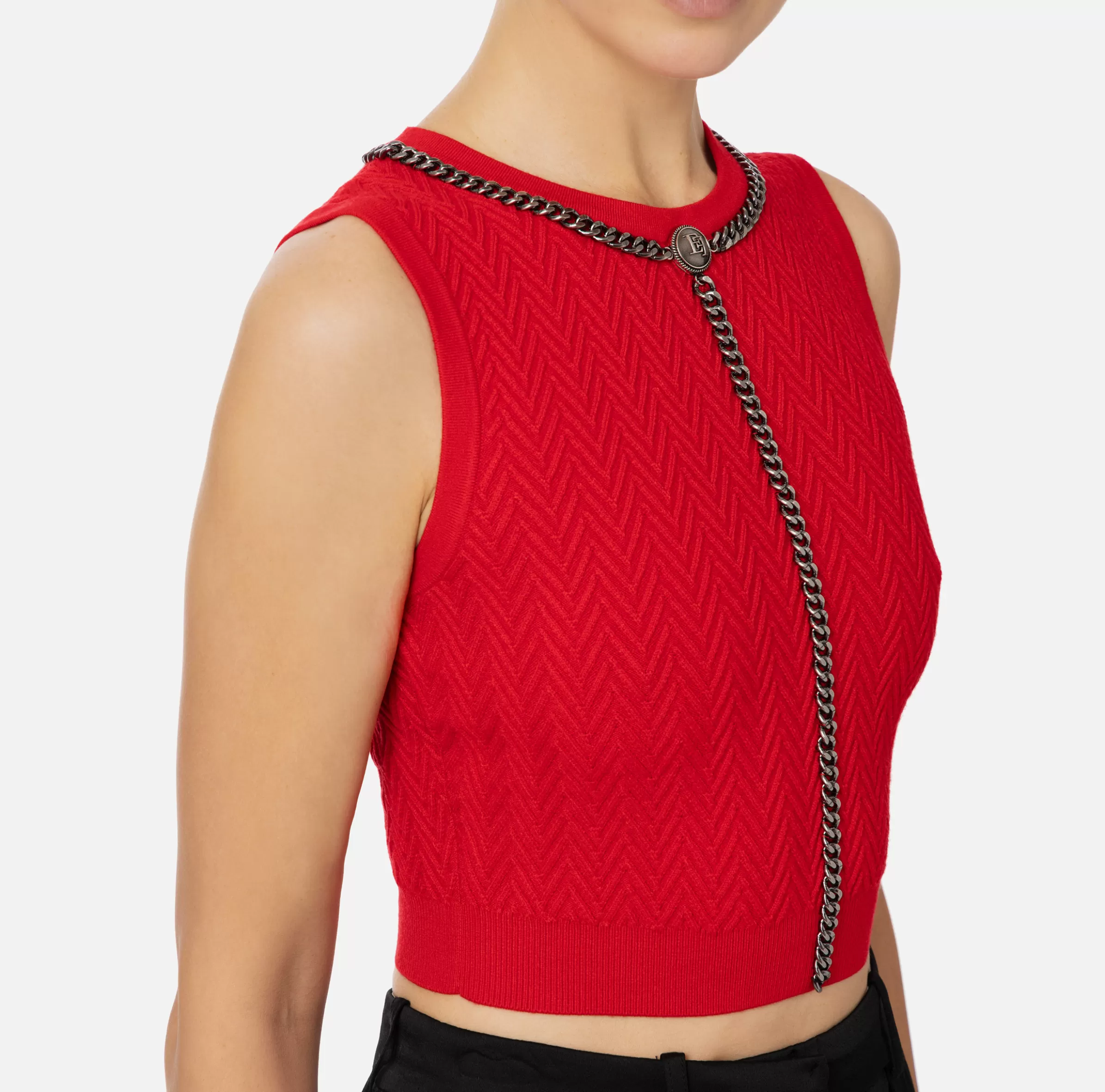 Elisabetta Franchi Top, T-Shirt & Body^Top in viscosa con catena RedPassion