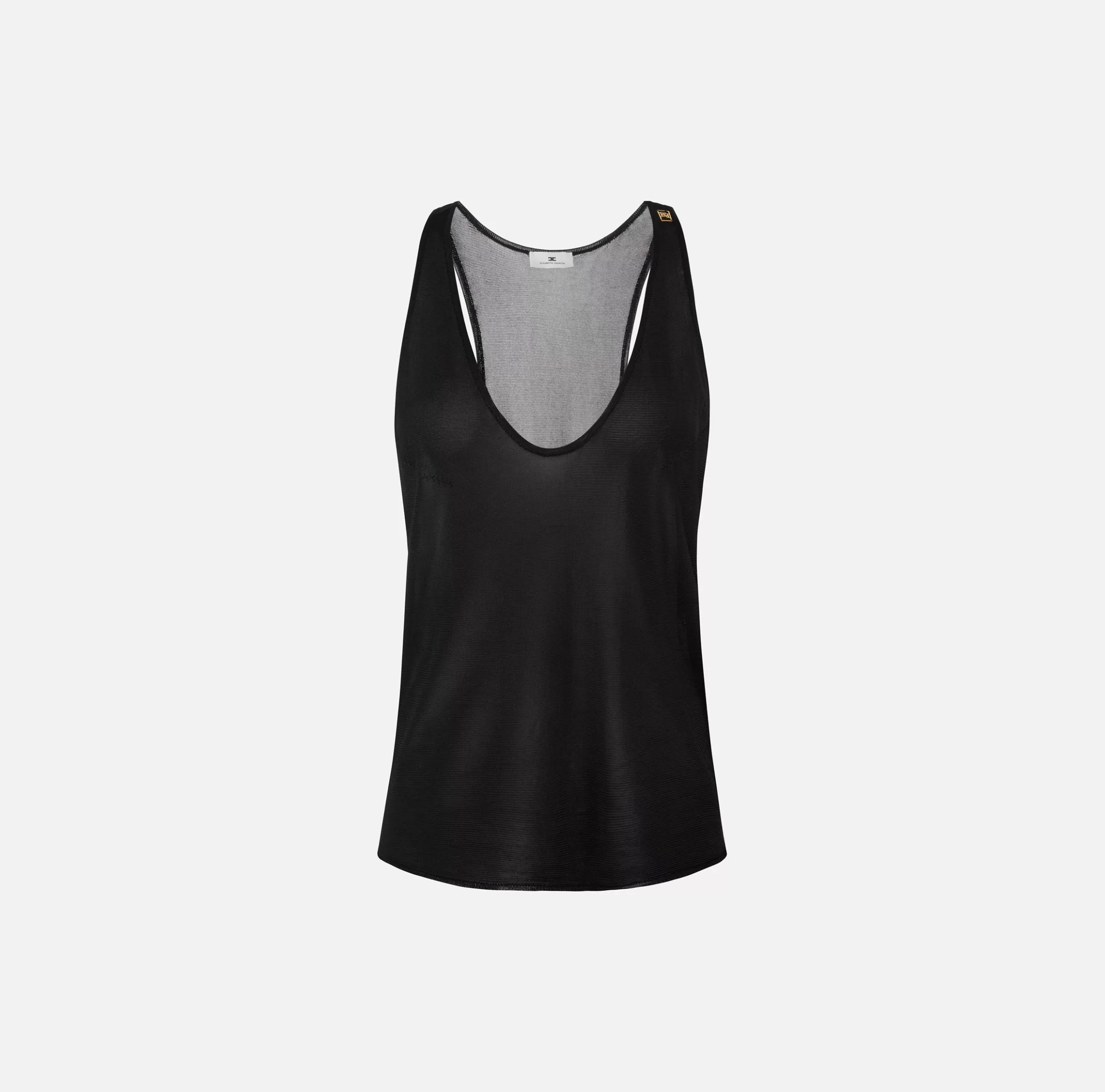 Elisabetta Franchi Top, T-Shirt & Body^Top in viscosa lucida Nero