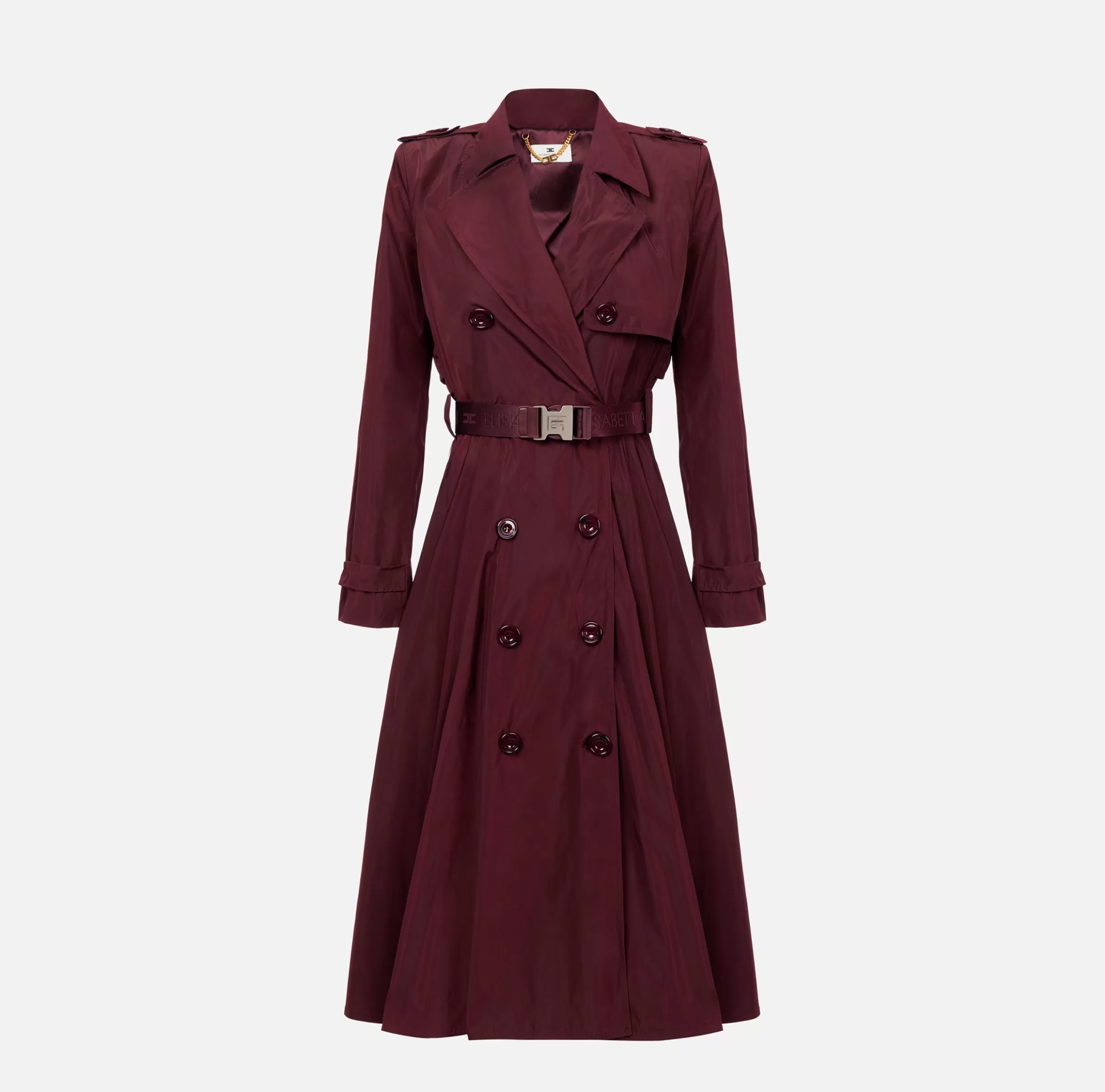 Elisabetta Franchi Giacche & Trench^Trench in nylon con gonna a ruota e cintura RougeNoir