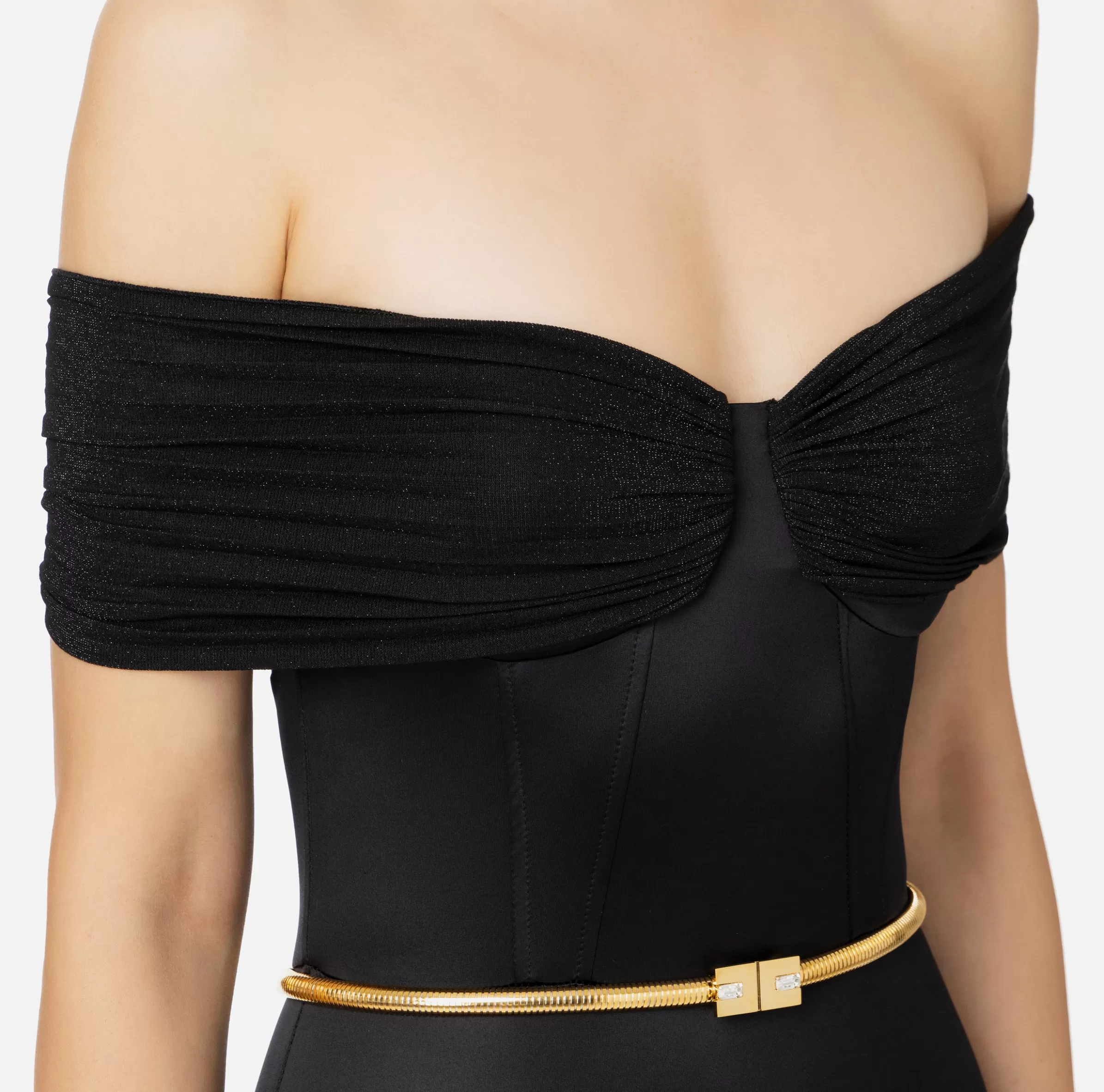 Elisabetta Franchi Tute^Tuta bustier in lycra con cintura Nero