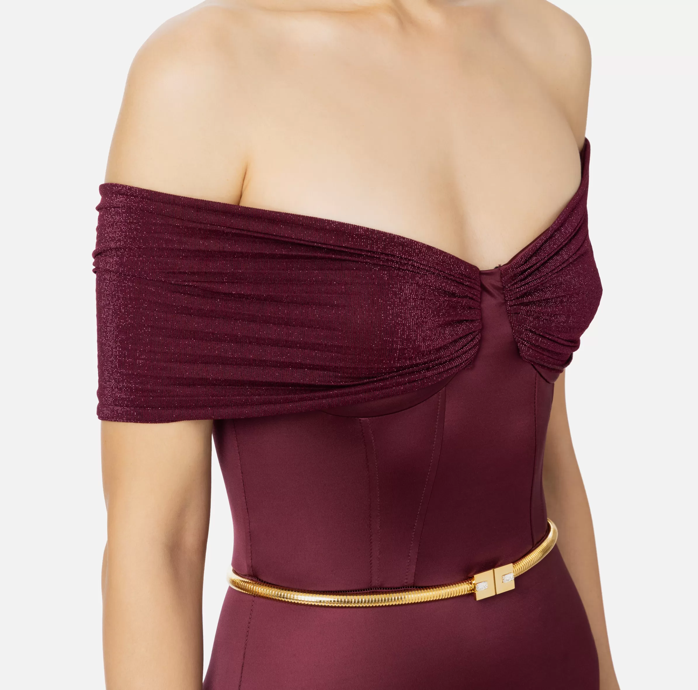 Elisabetta Franchi Tute^Tuta bustier in lycra con cintura RougeNoir