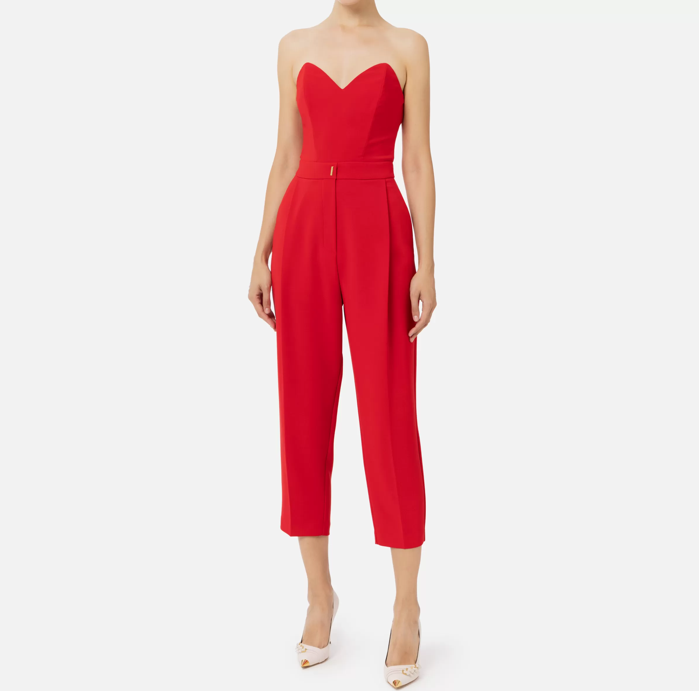 Elisabetta Franchi Tute^Tuta in crêpe stretch con top bustier RedPassion