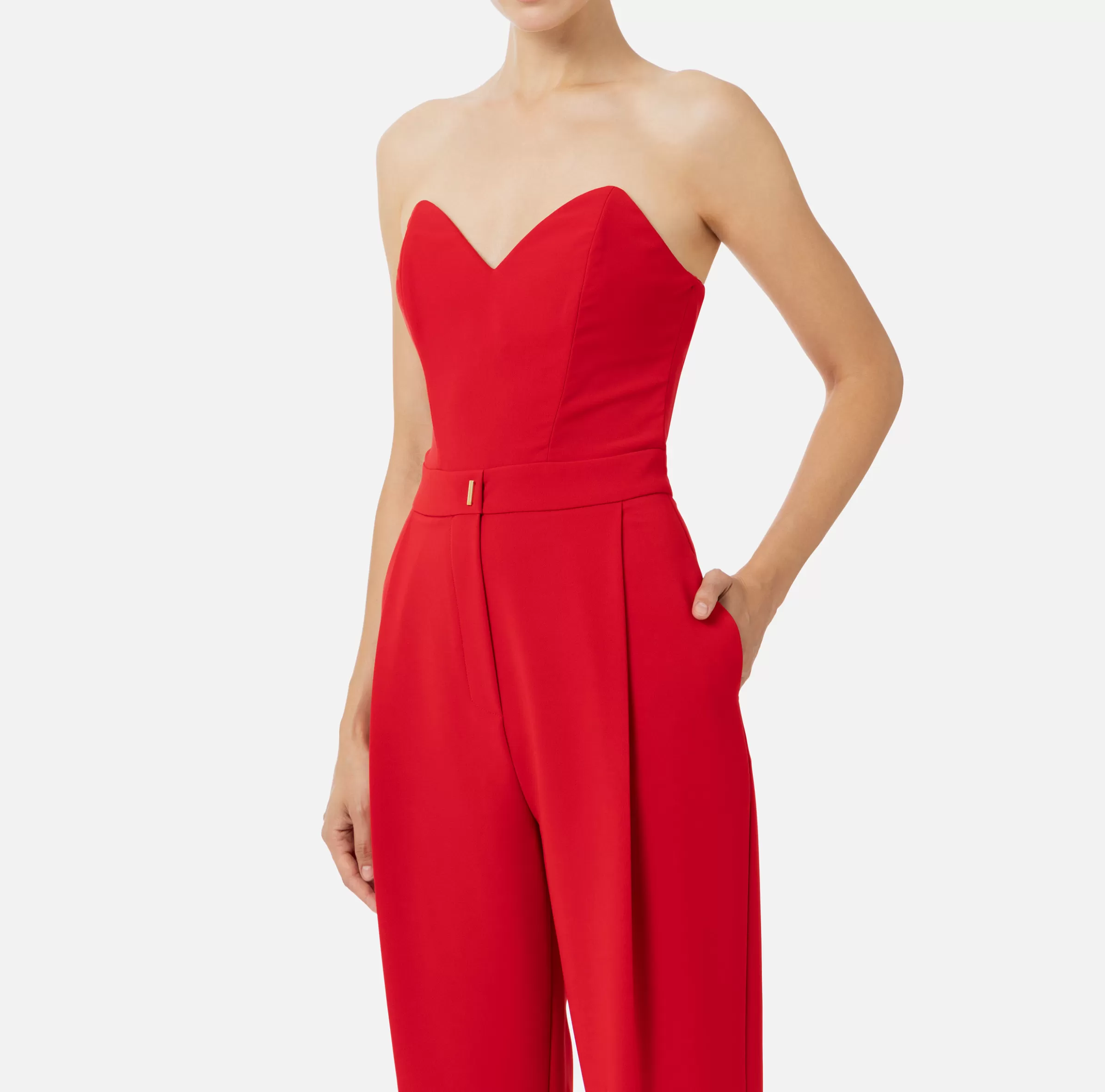 Elisabetta Franchi Tute^Tuta in crêpe stretch con top bustier RedPassion