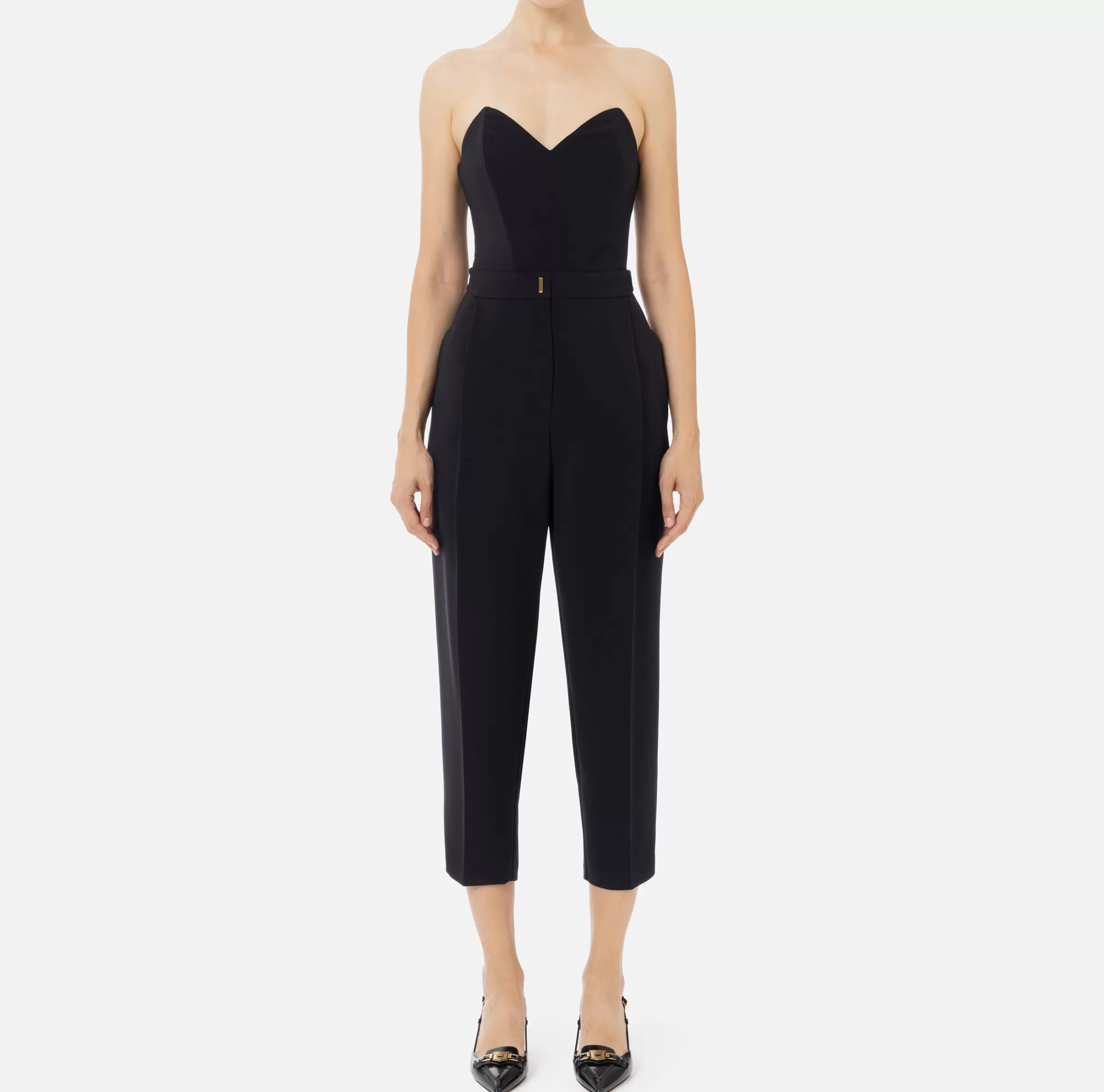 Elisabetta Franchi Tute^Tuta in crêpe stretch con top bustier Nero